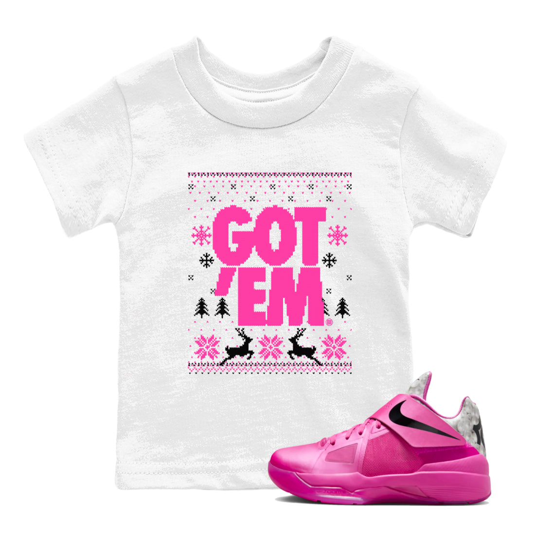 Got Em Ugly Sweater snkmatch Tees Kids - Nike KD 4 Aunt Pearl
