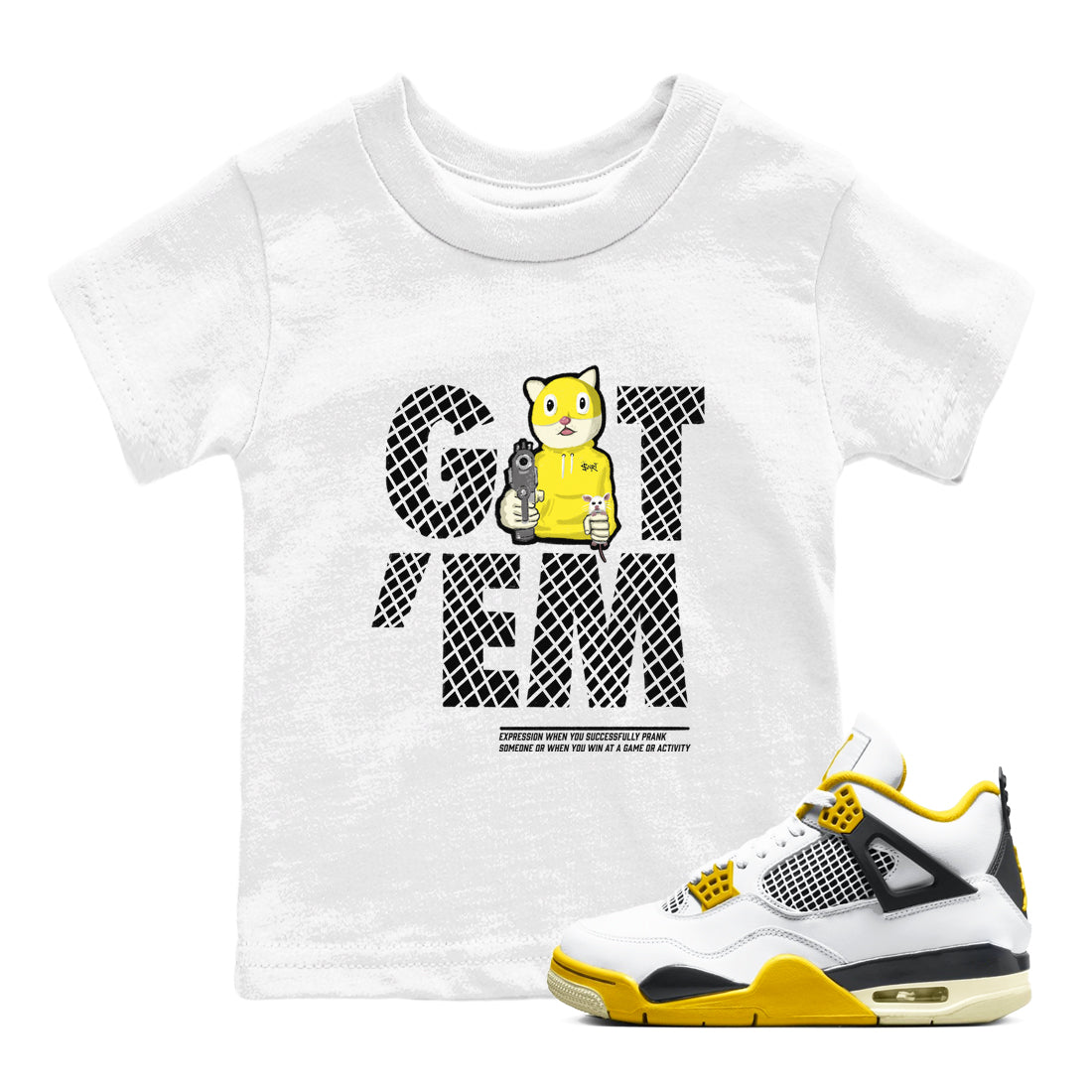 Got'em Cat snkmatch Tees Kids - Air Jordan 4 Vivid Sulfur