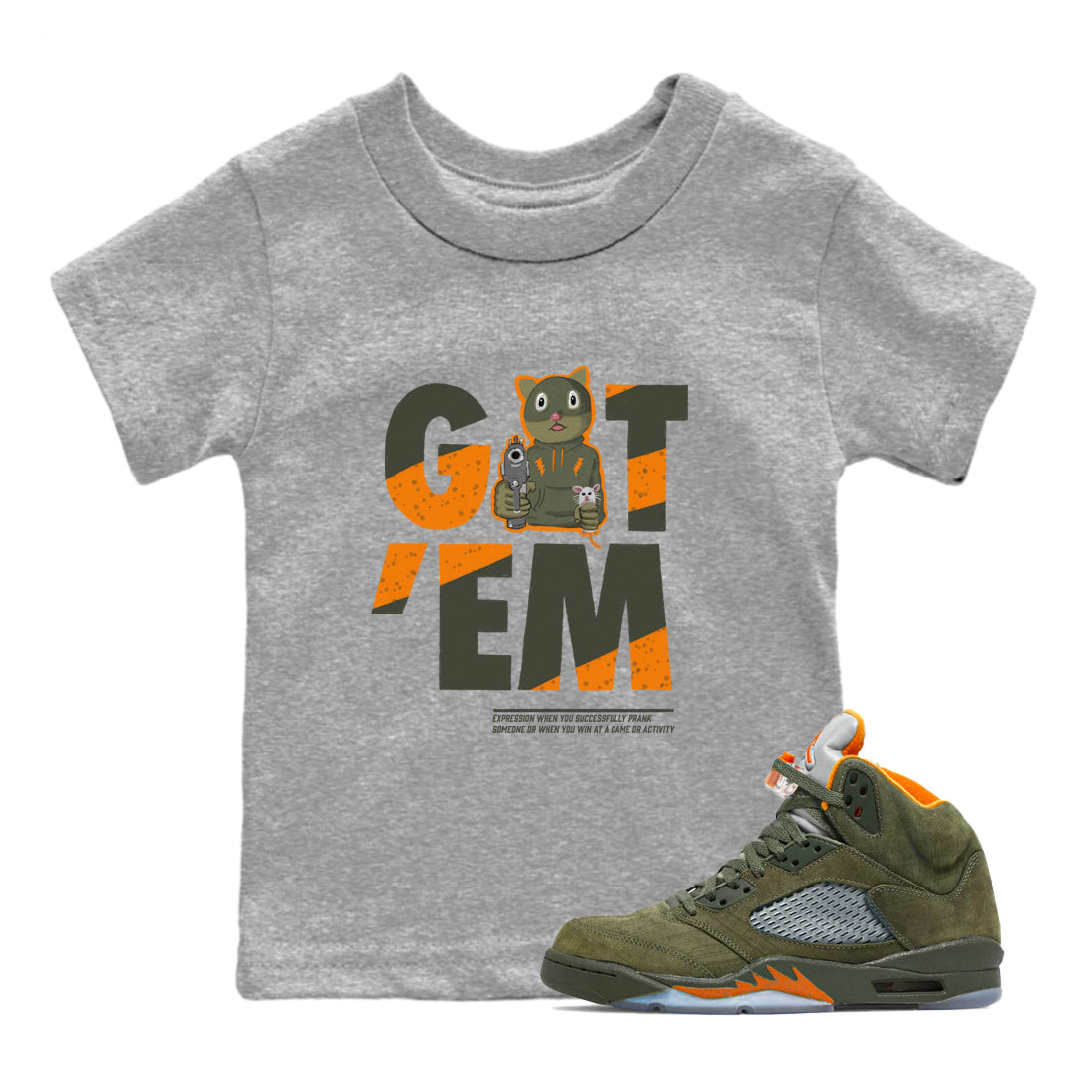 Got'em Cat snkmatch Tees Kids - Air Jordan 5 Olive