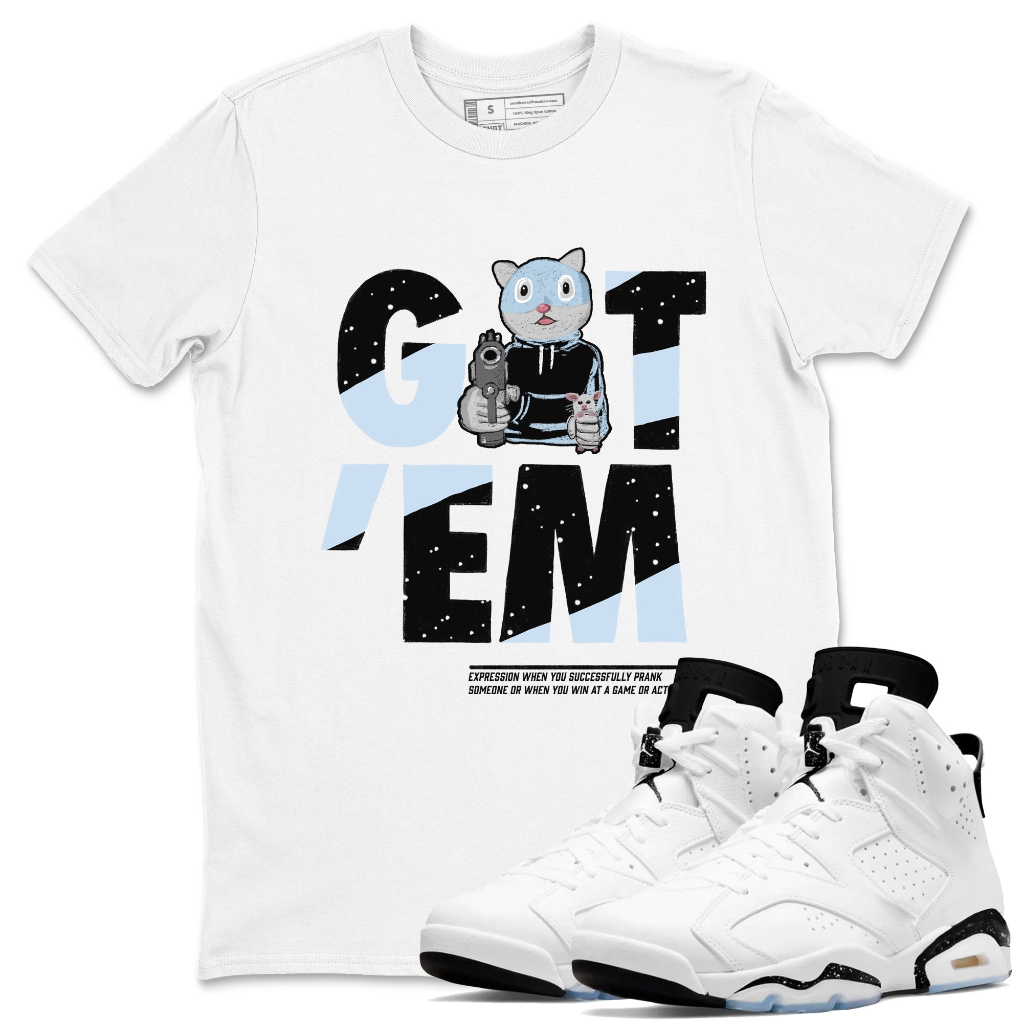 Got'em Cat snkmatch Tees - Air Jordan 6 White Black