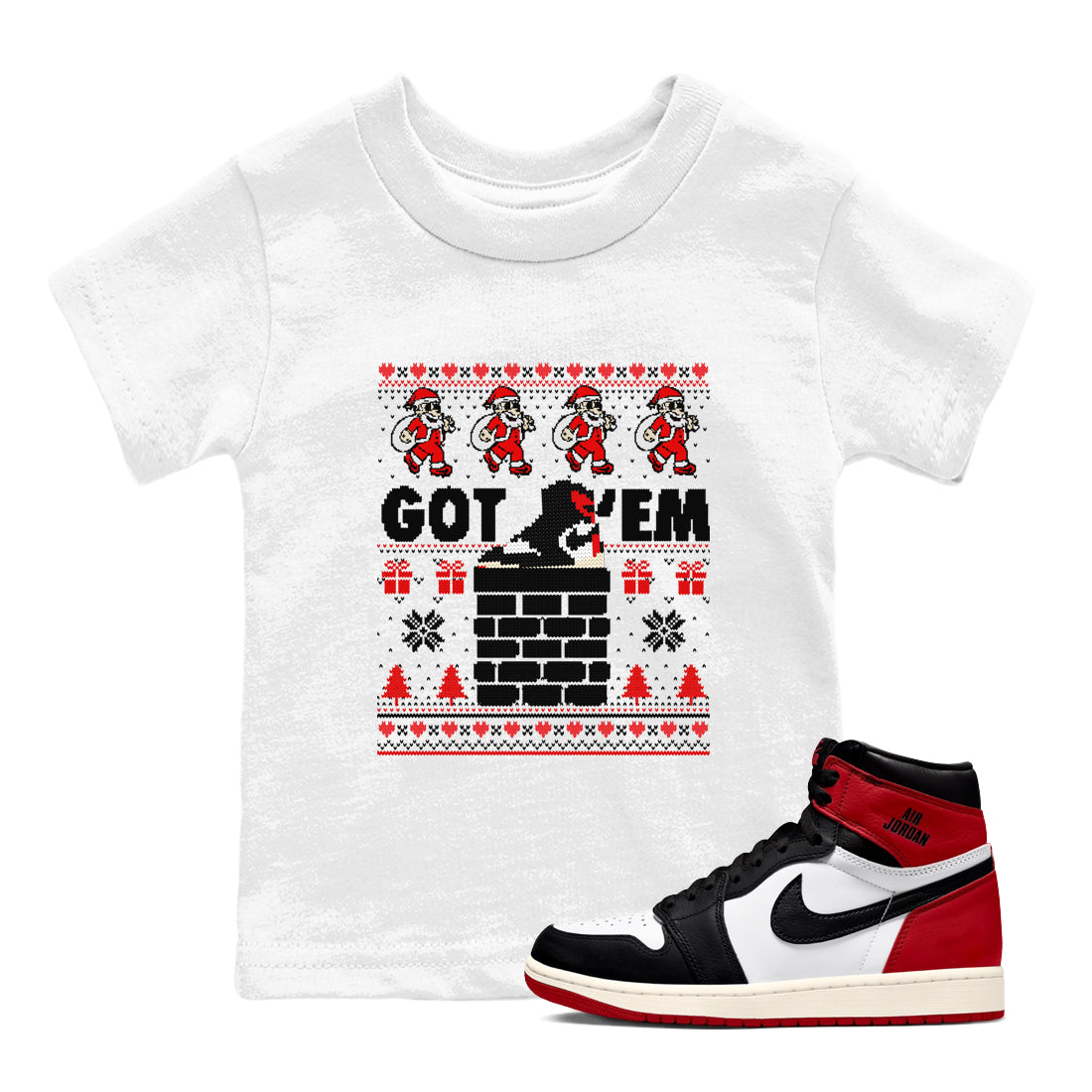 Got'em Santa snkmatch Tees Kids - Air Jordan 1 Black Toe Reimagined