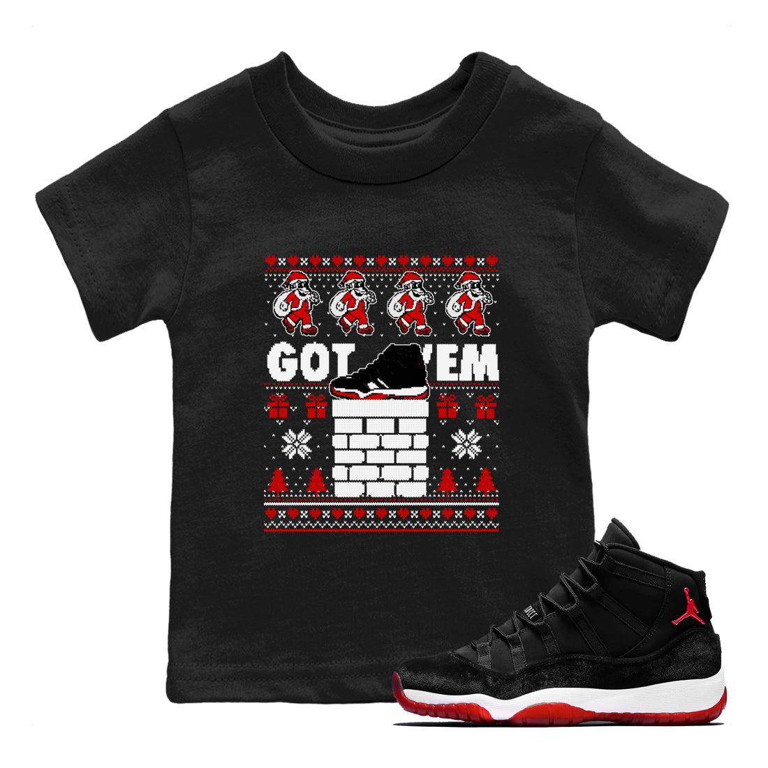 Got'em Santa snkmatch Tees Kids - Air Jordan 11 Bred Velvet
