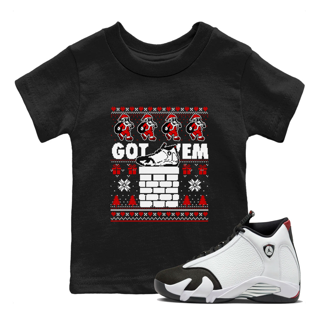 Got'em Santa snkmatch Tees Kids - Air Jordan 14 Black Toe