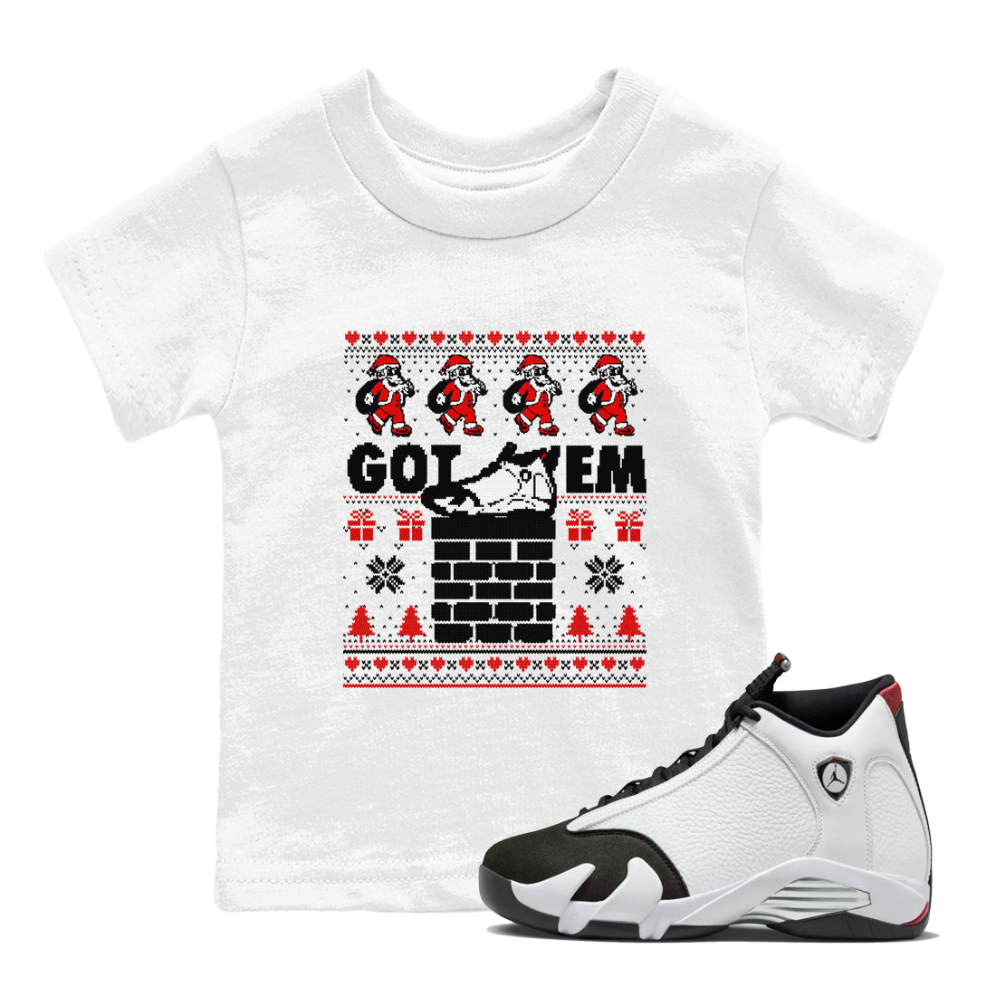 Got'em Santa snkmatch Tees Kids - Air Jordan 14 Black Toe