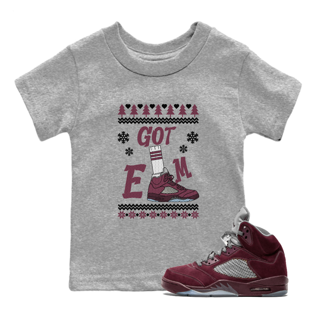 Gotem Sweater snkmatch Tees Kids - Air Jordan 5 Burgundy