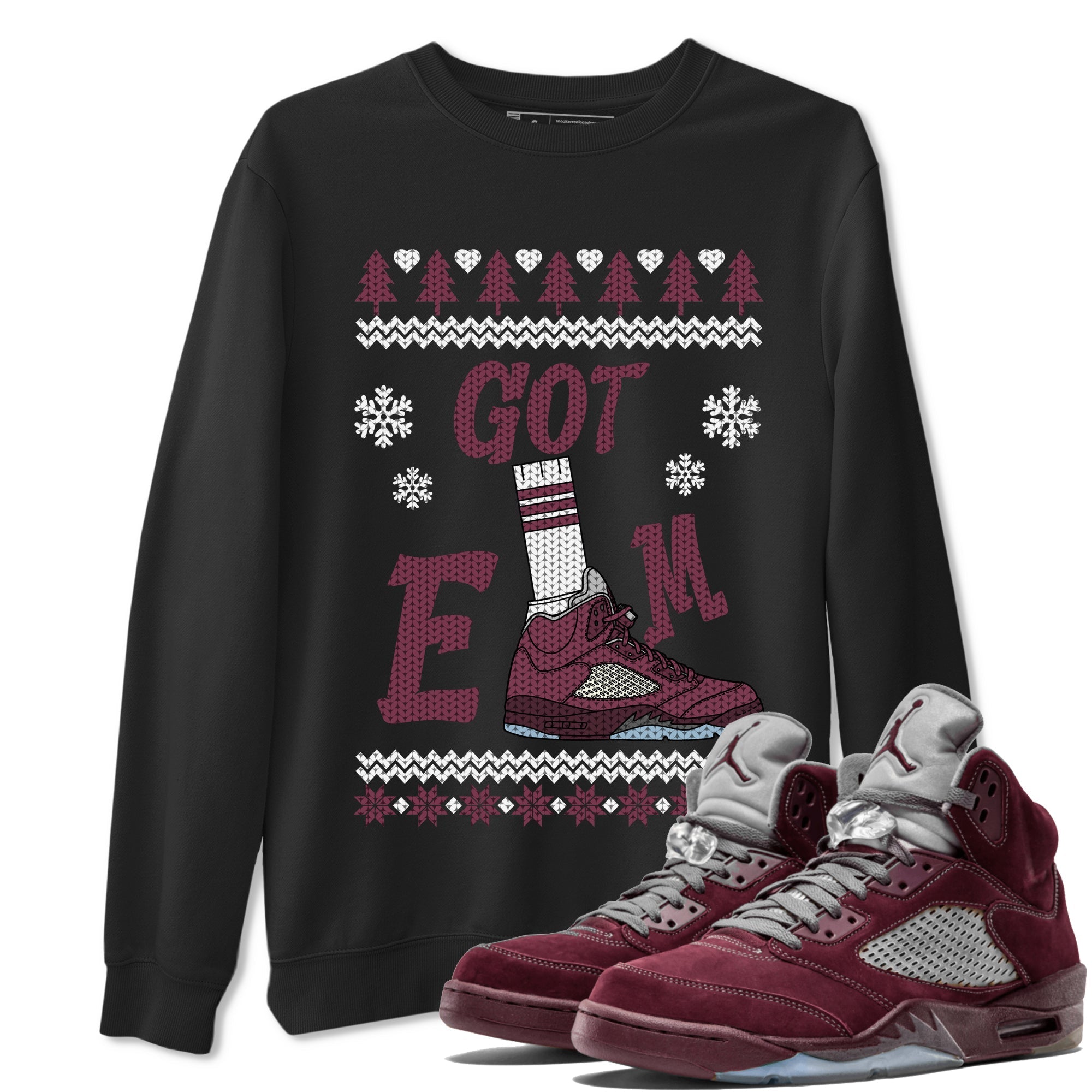 Gotem Sweater snkmatch Tees - Air Jordan 5 Burgundy