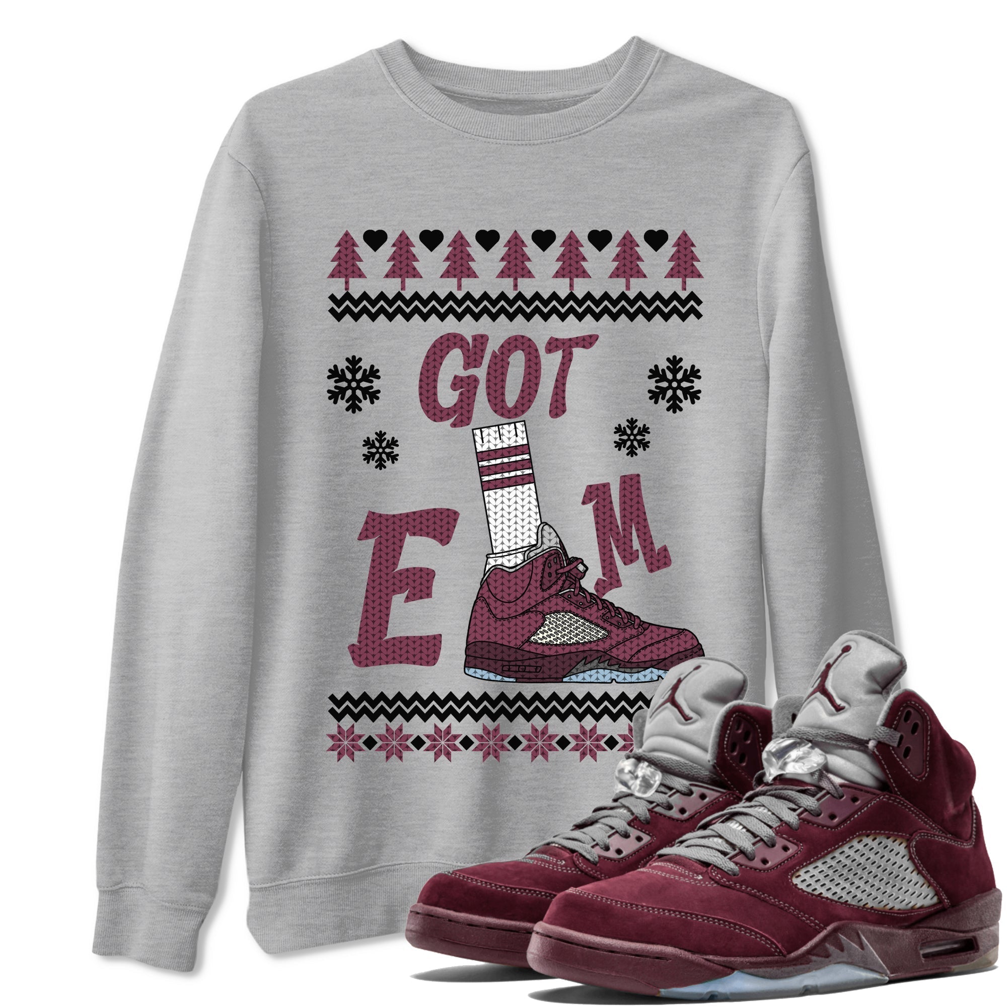 Gotem Sweater snkmatch Tees - Air Jordan 5 Burgundy