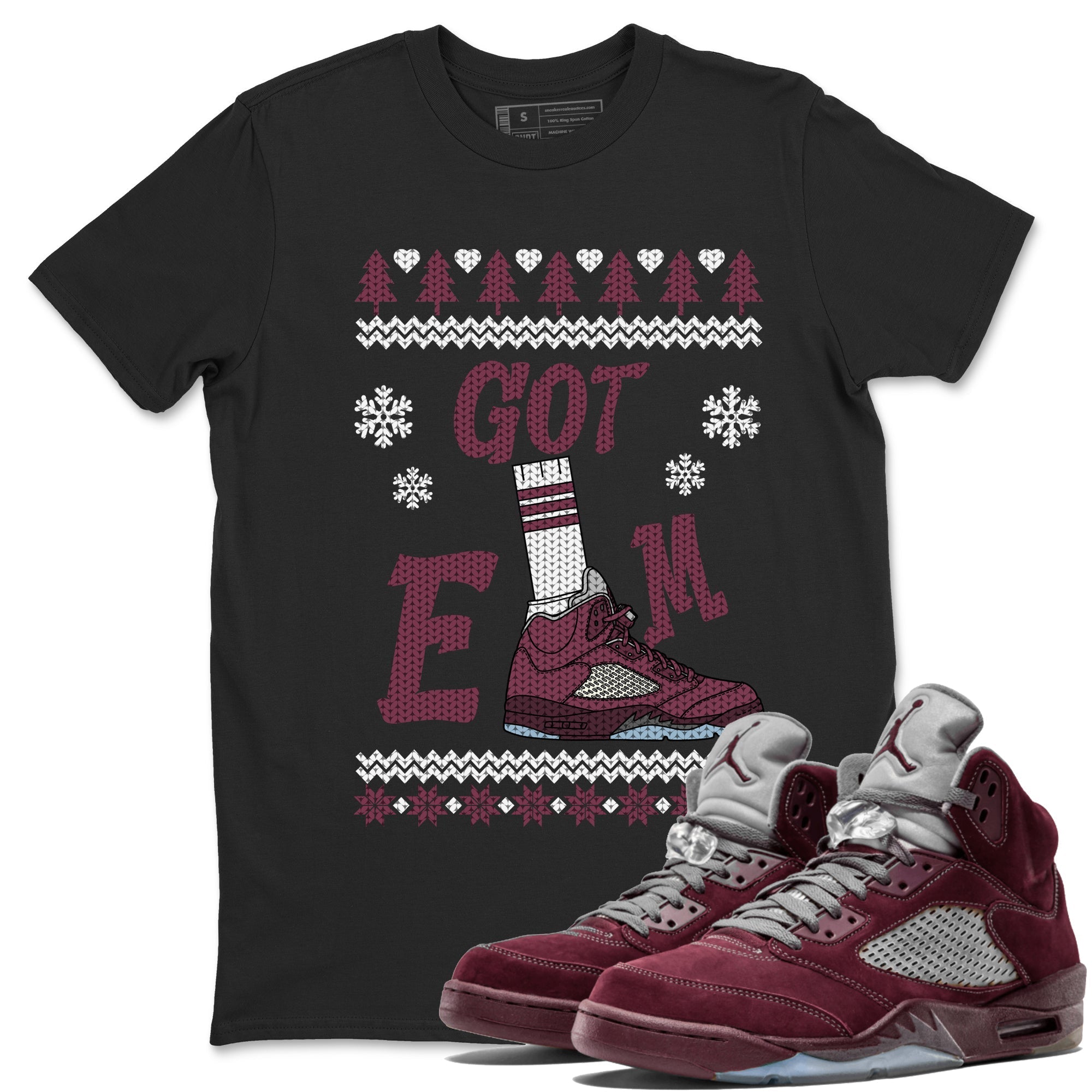 Gotem Sweater snkmatch Tees - Air Jordan 5 Burgundy