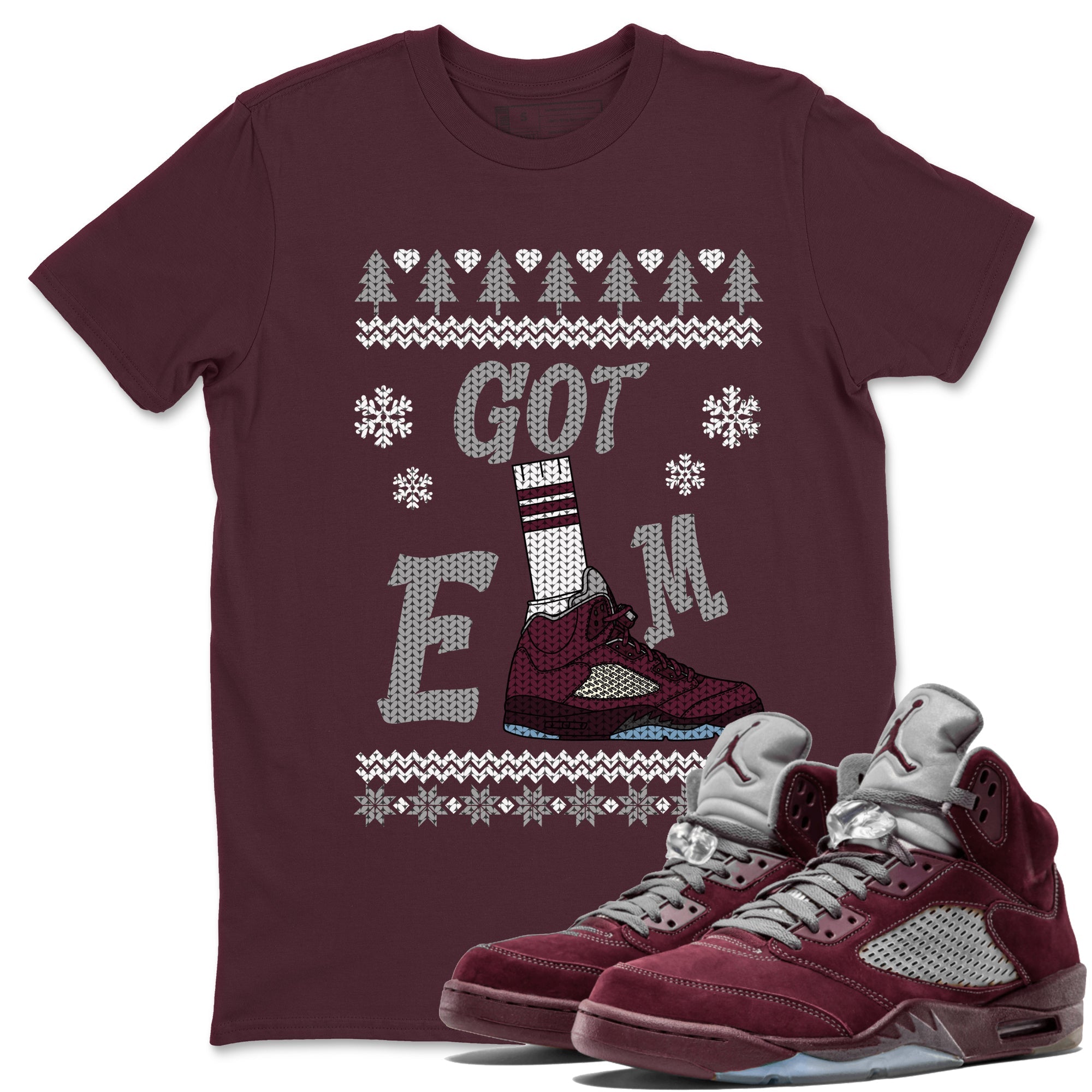 Gotem Sweater snkmatch Tees - Air Jordan 5 Burgundy