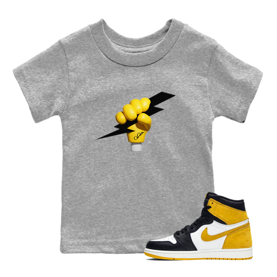 Grab The Thunder snkmatch Tees Kids - Air Jordan 1 Yellow Ochre