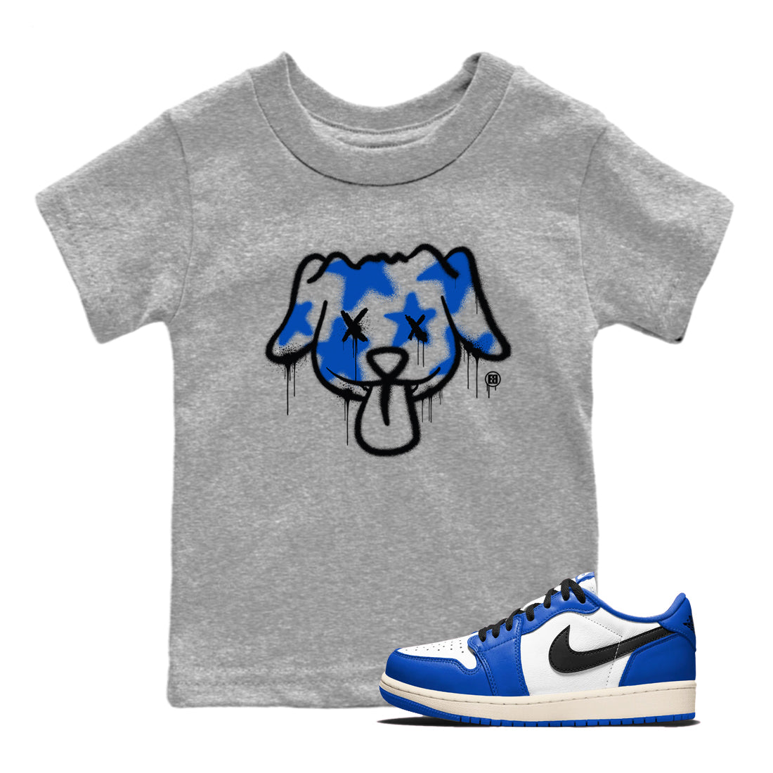 Graffiti Dog snkmatch Tees Kids - Air Jordan 1 Game Royal