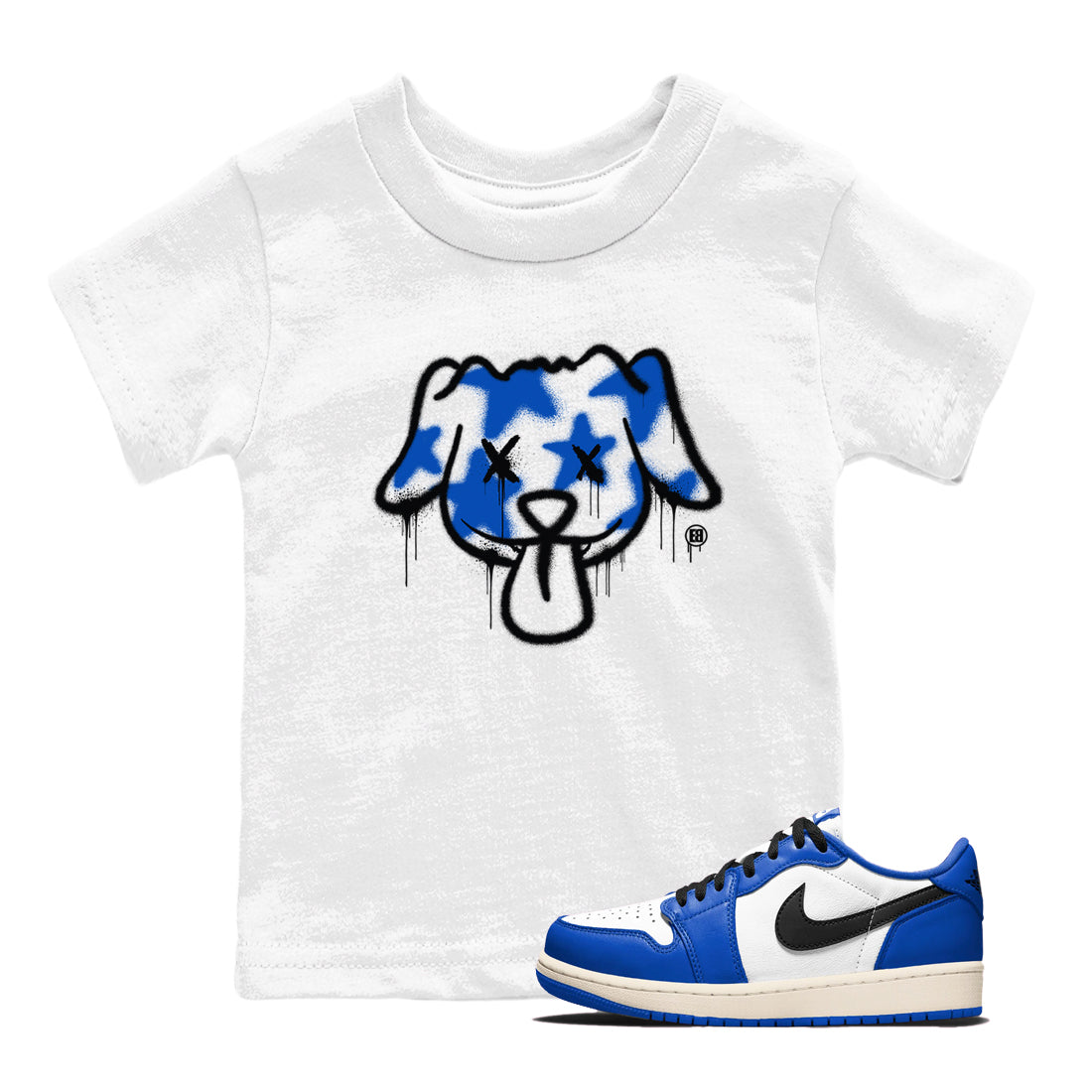 Graffiti Dog snkmatch Tees Kids - Air Jordan 1 Game Royal