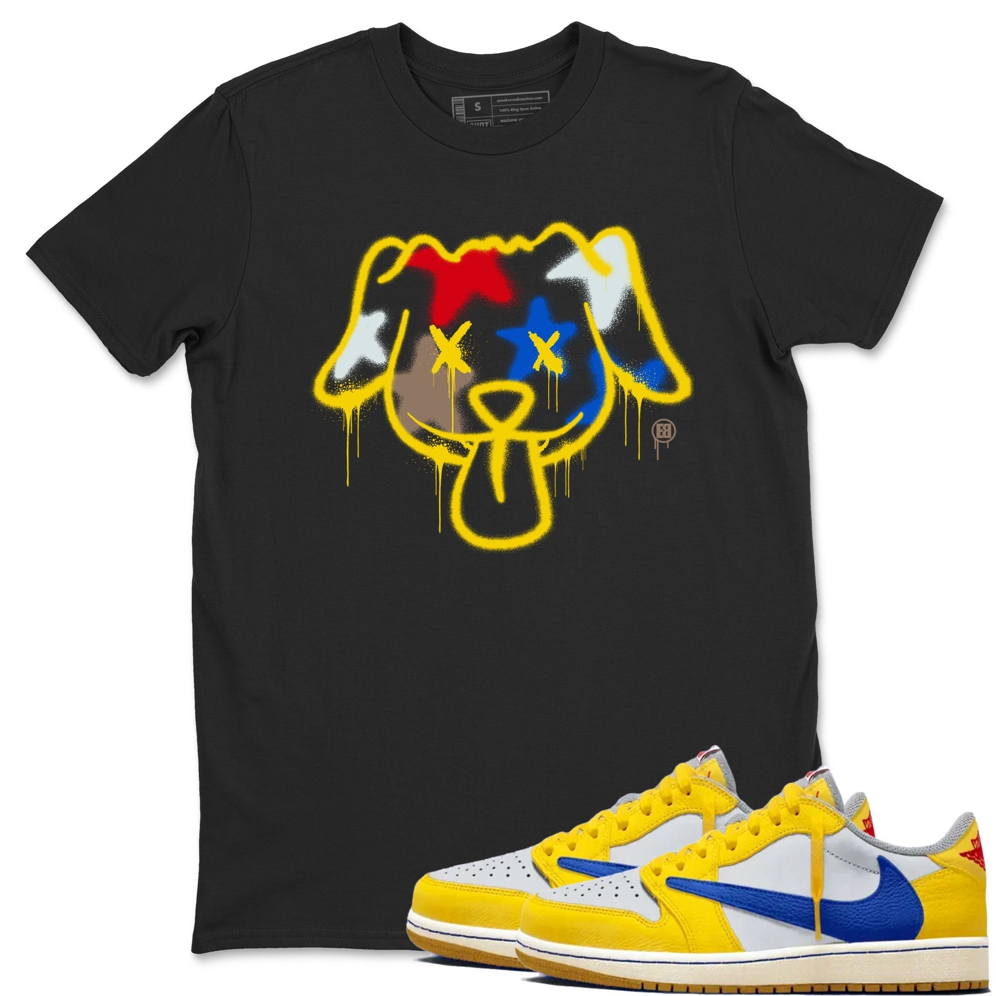 Graffiti Dog snkmatch Tees - Air Jordan 1 Travis Scott Canary