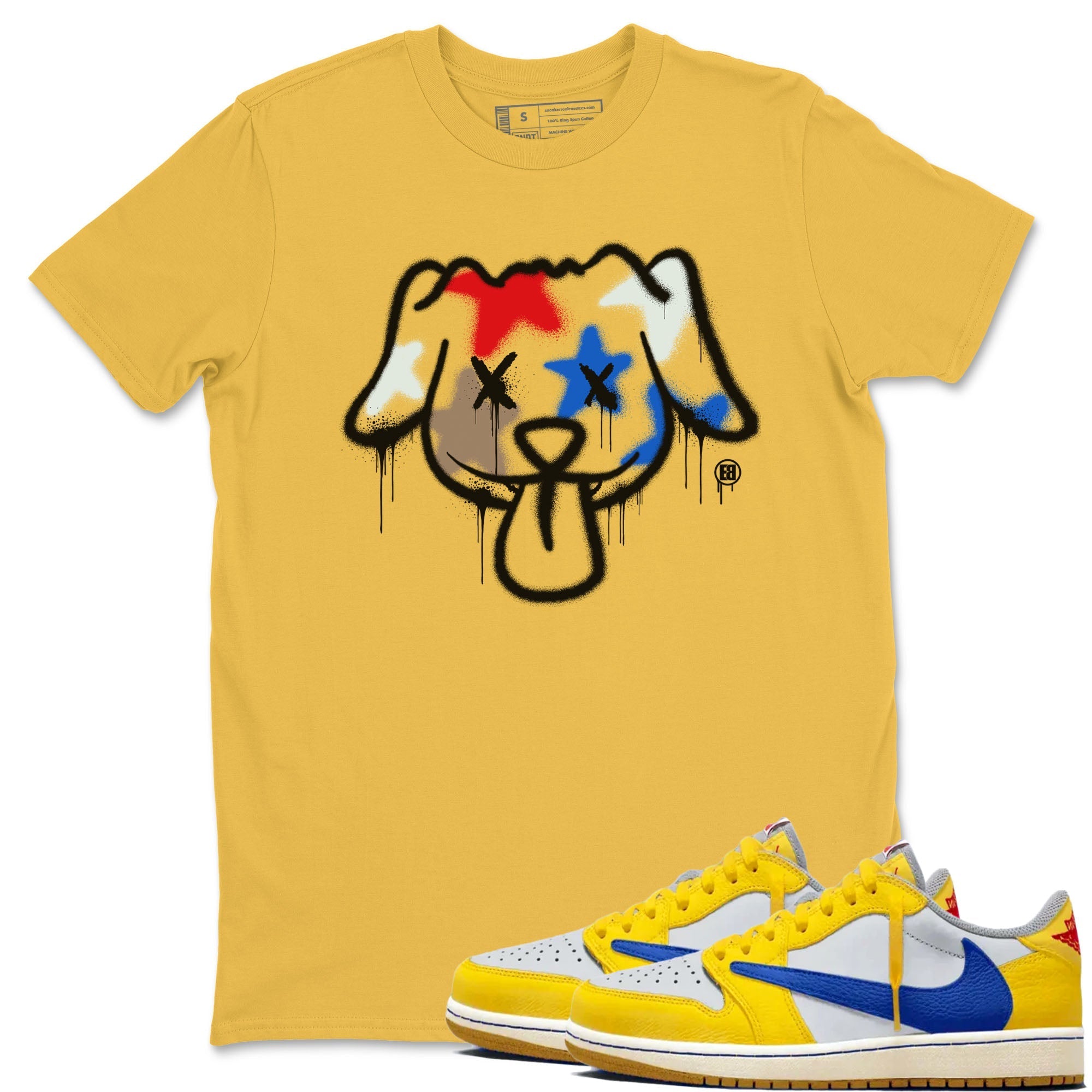 Graffiti Dog snkmatch Tees - Air Jordan 1 Travis Scott Canary