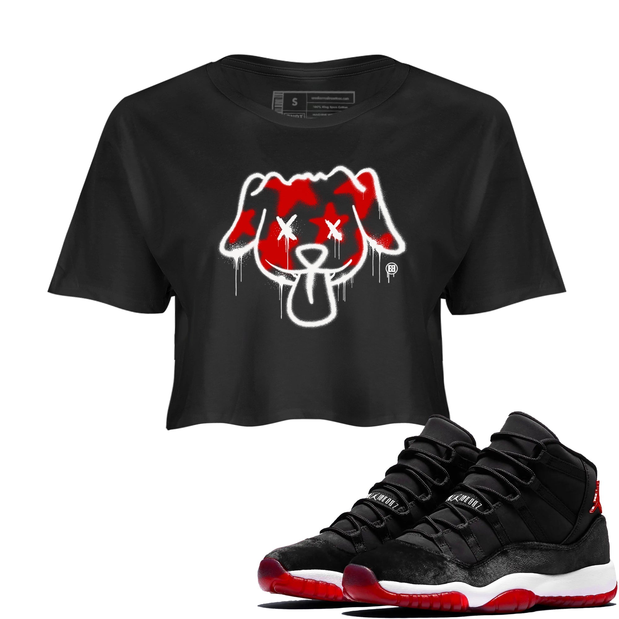 Graffiti Dog snkmatch Women's Top - Air Jordan 11 Bred Velvet