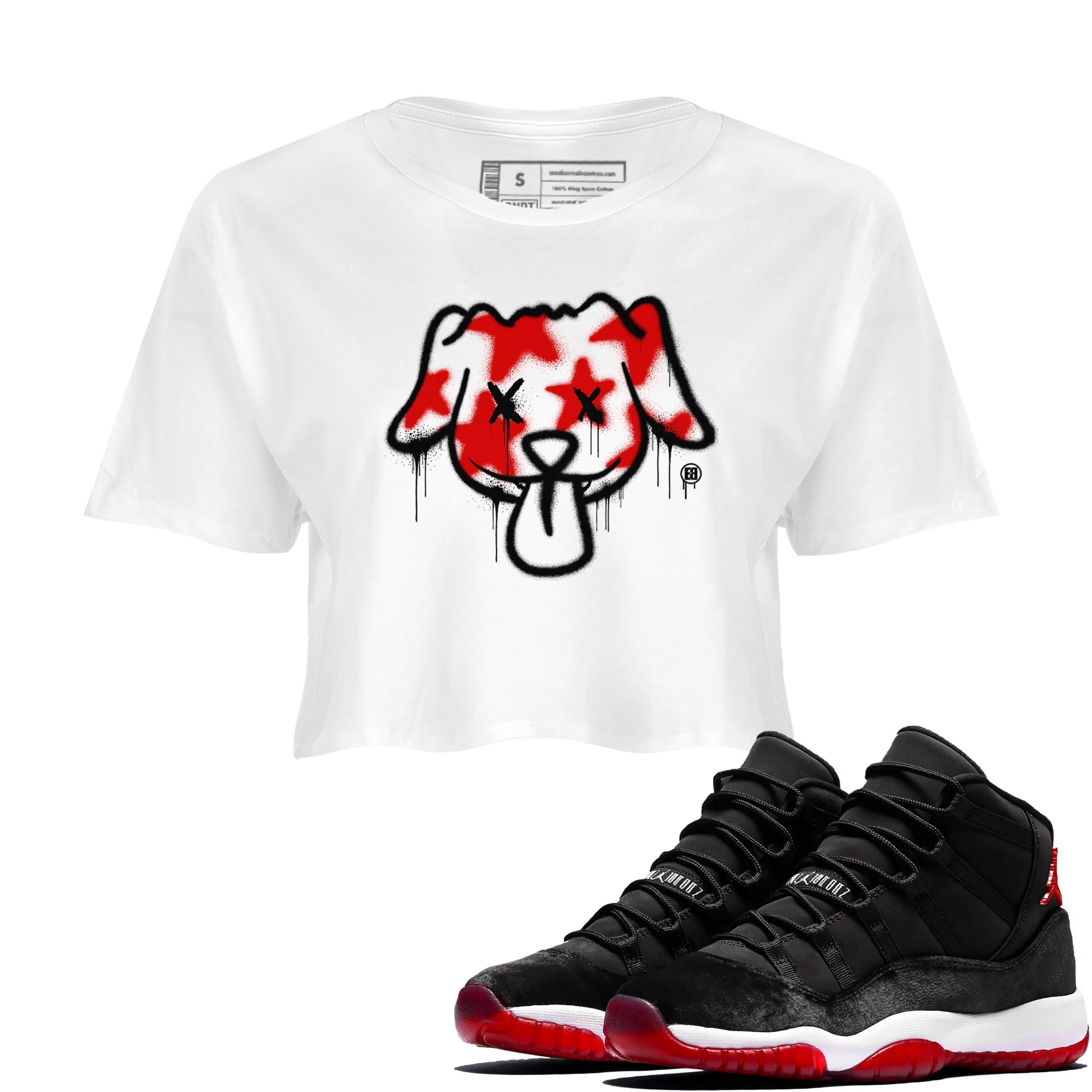 Graffiti Dog snkmatch Women's Top - Air Jordan 11 Bred Velvet
