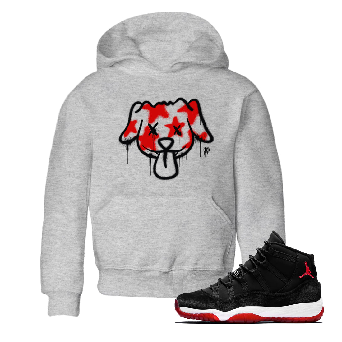 Graffiti Dog snkmatch Tees Kids - Air Jordan 11 Bred Velvet
