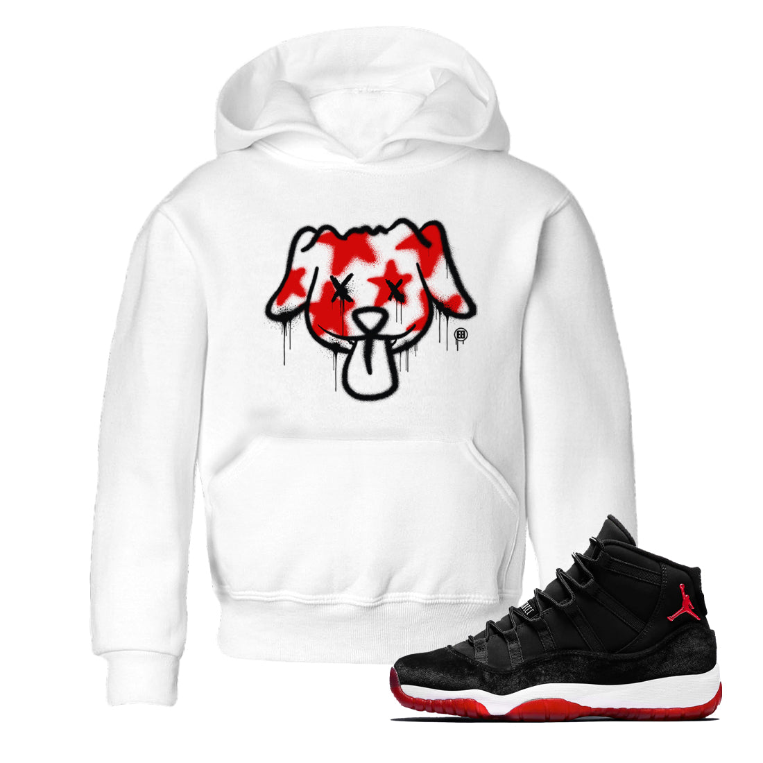 Graffiti Dog snkmatch Tees Kids - Air Jordan 11 Bred Velvet
