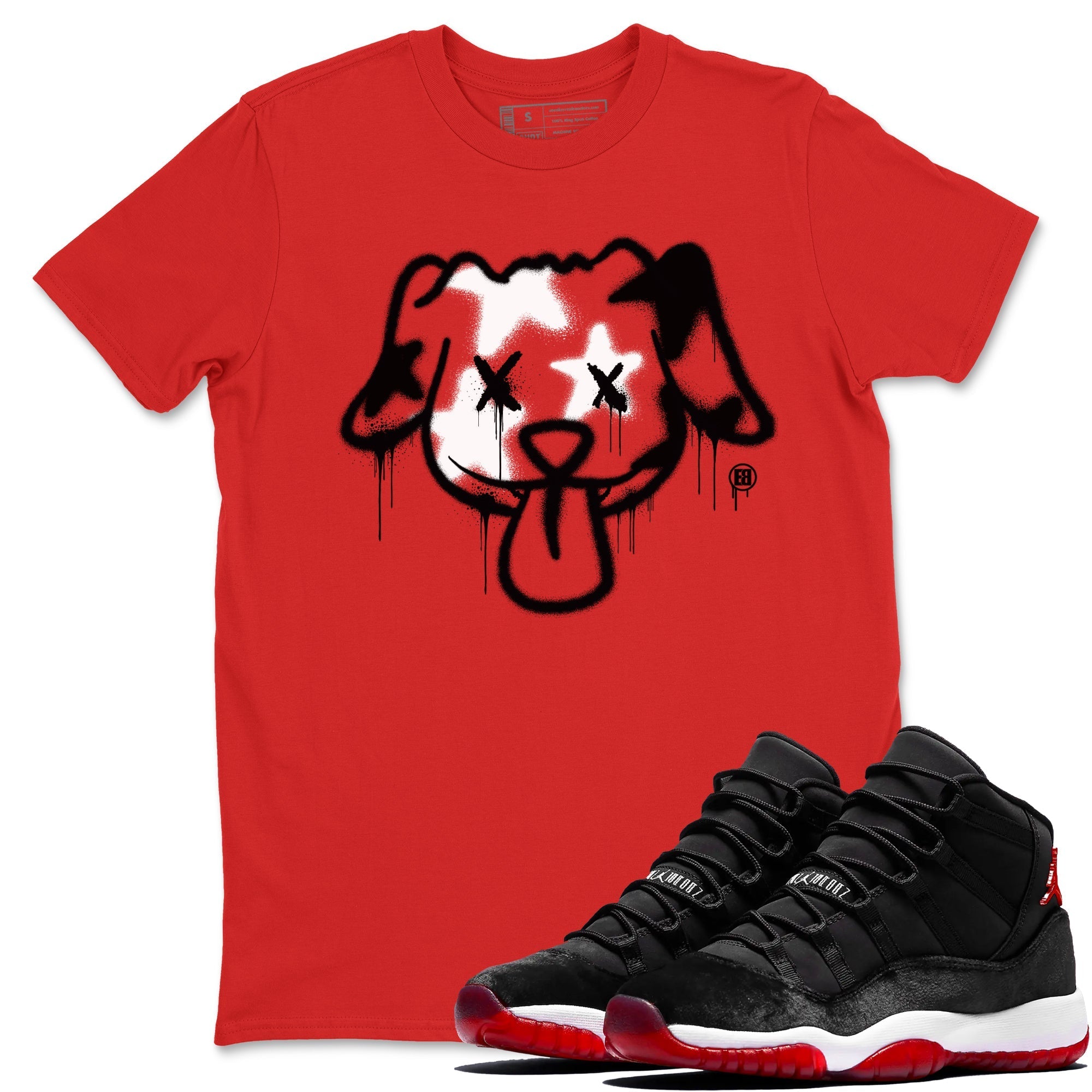 Graffiti Dog snkmatch Tees - Air Jordan 11 Bred Velvet