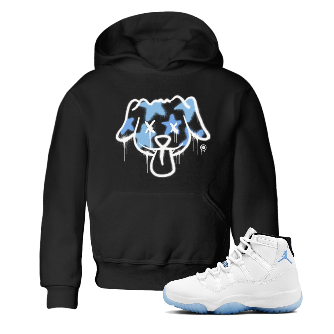 Graffiti Dog snkmatch Tees Kids - Air Jordan 11 Legend Blue