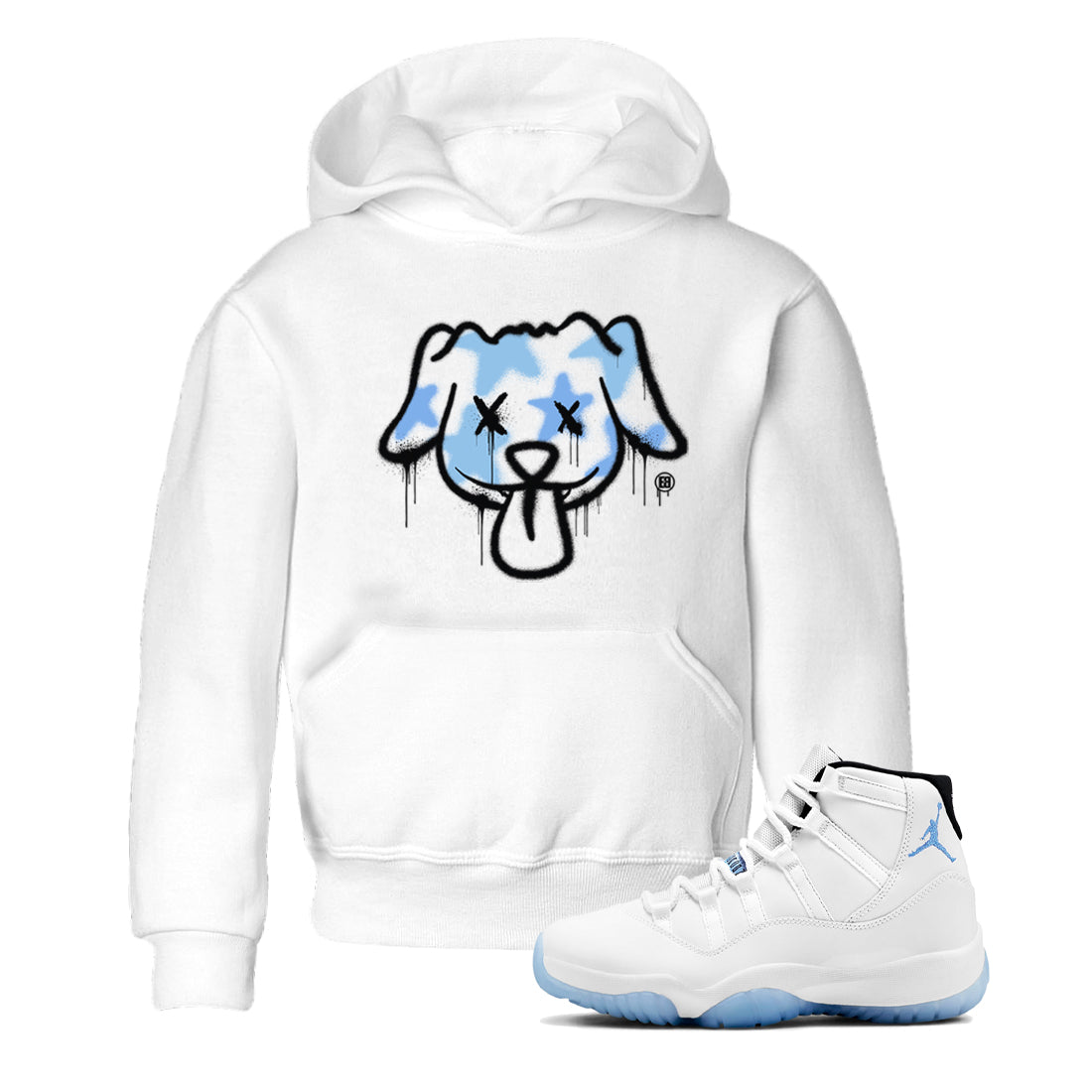 Graffiti Dog snkmatch Tees Kids - Air Jordan 11 Legend Blue