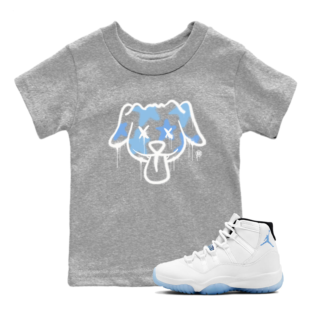 Graffiti Dog snkmatch Tees Kids - Air Jordan 11 Legend Blue