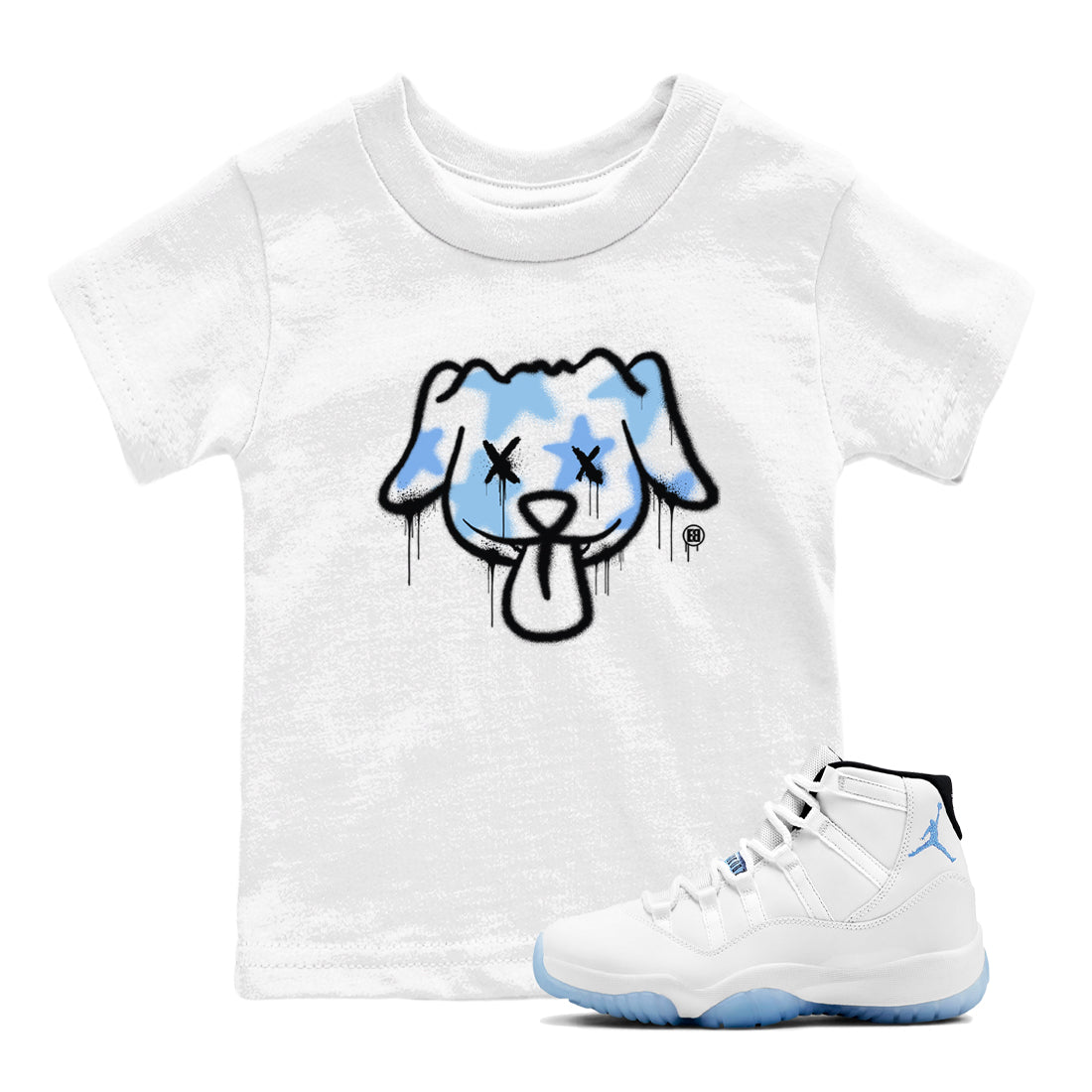 Graffiti Dog snkmatch Tees Kids - Air Jordan 11 Legend Blue