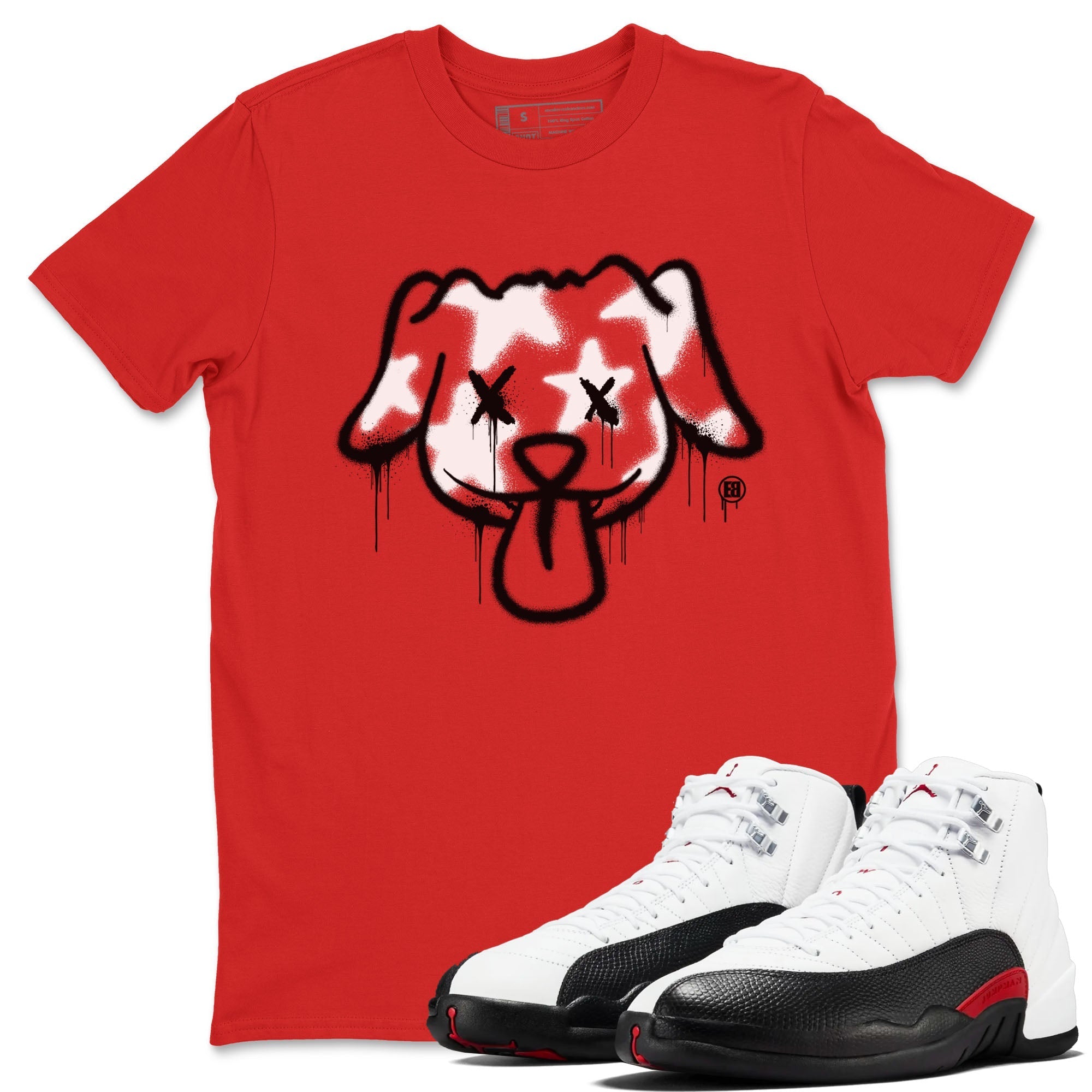Graffiti Dog snkmatch Tees - Air Jordan 12 Taxi Flip