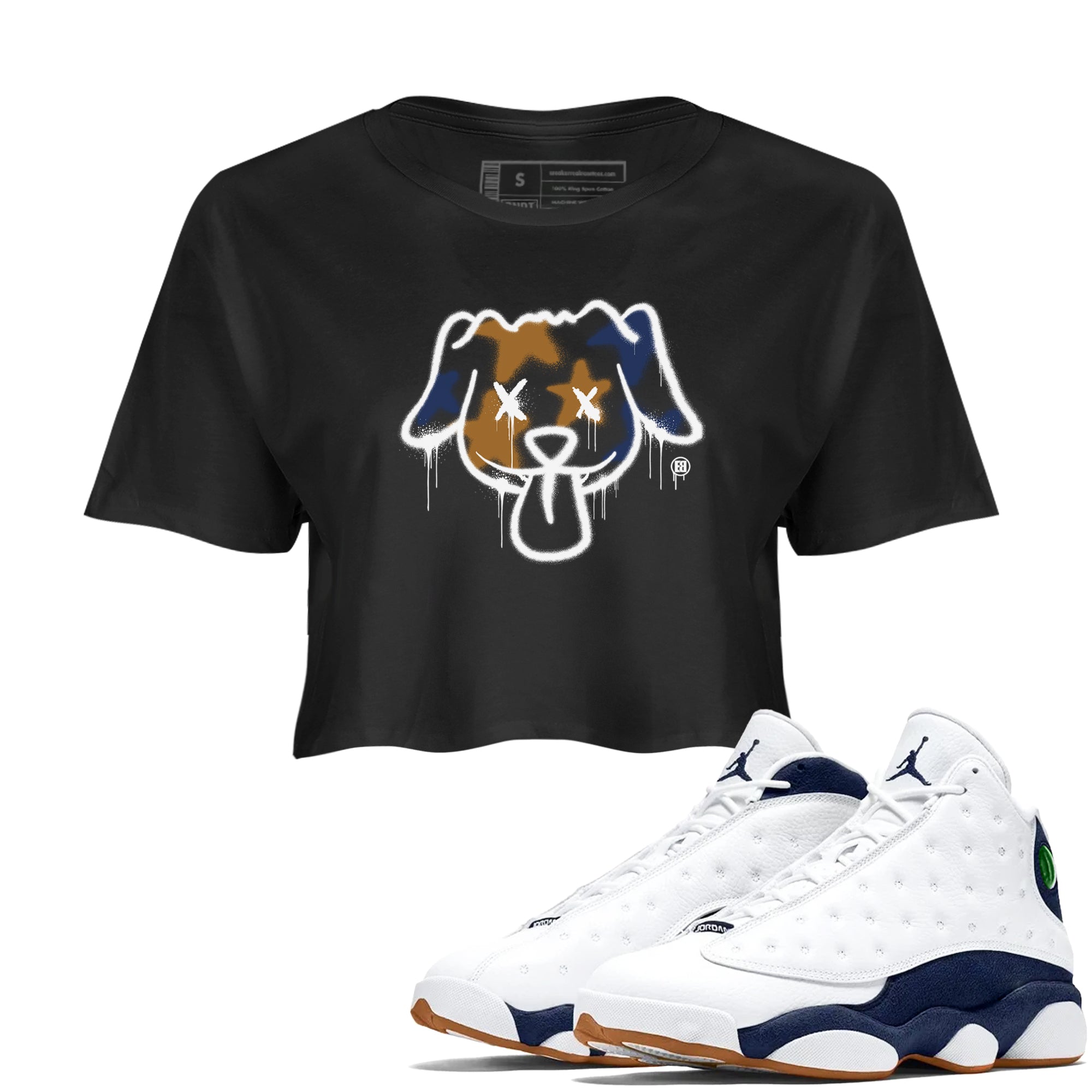 Graffiti Dog snkmatch Women's Top - Air Jordan 13 Midnight Navy