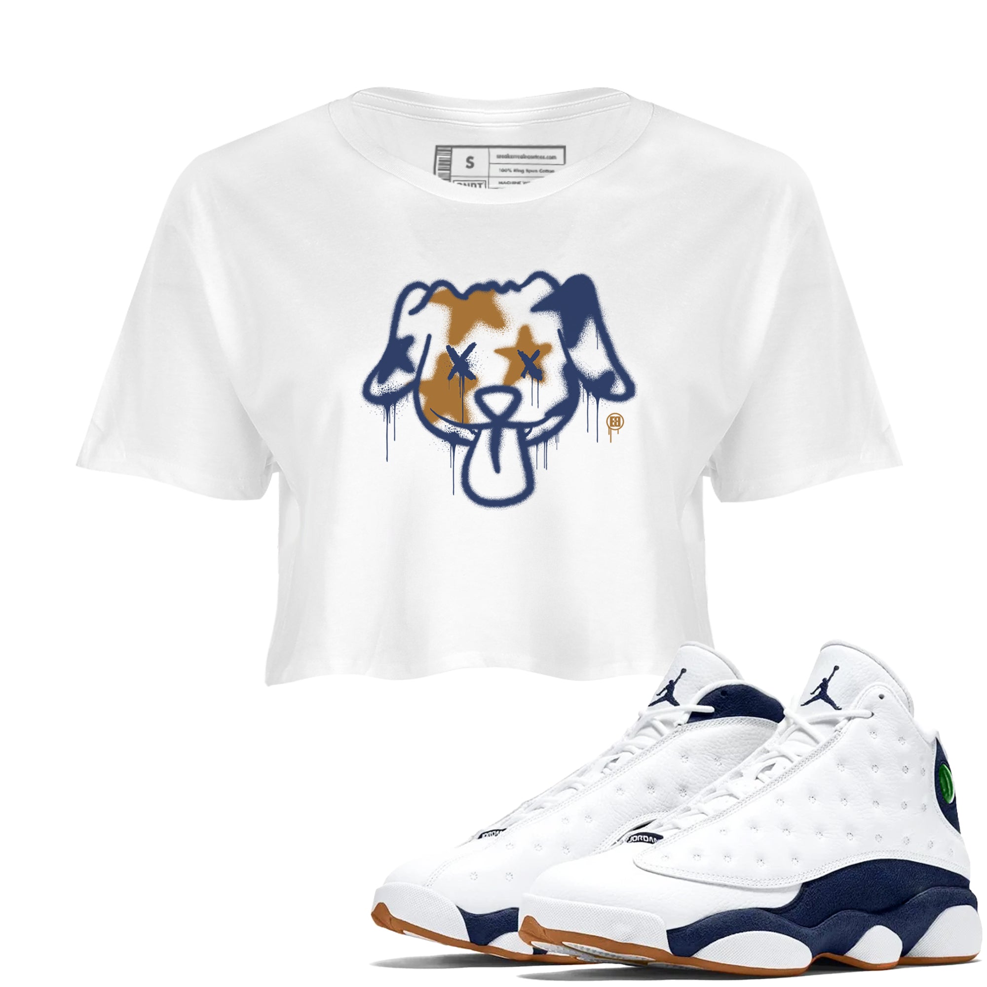Graffiti Dog snkmatch Women's Top - Air Jordan 13 Midnight Navy