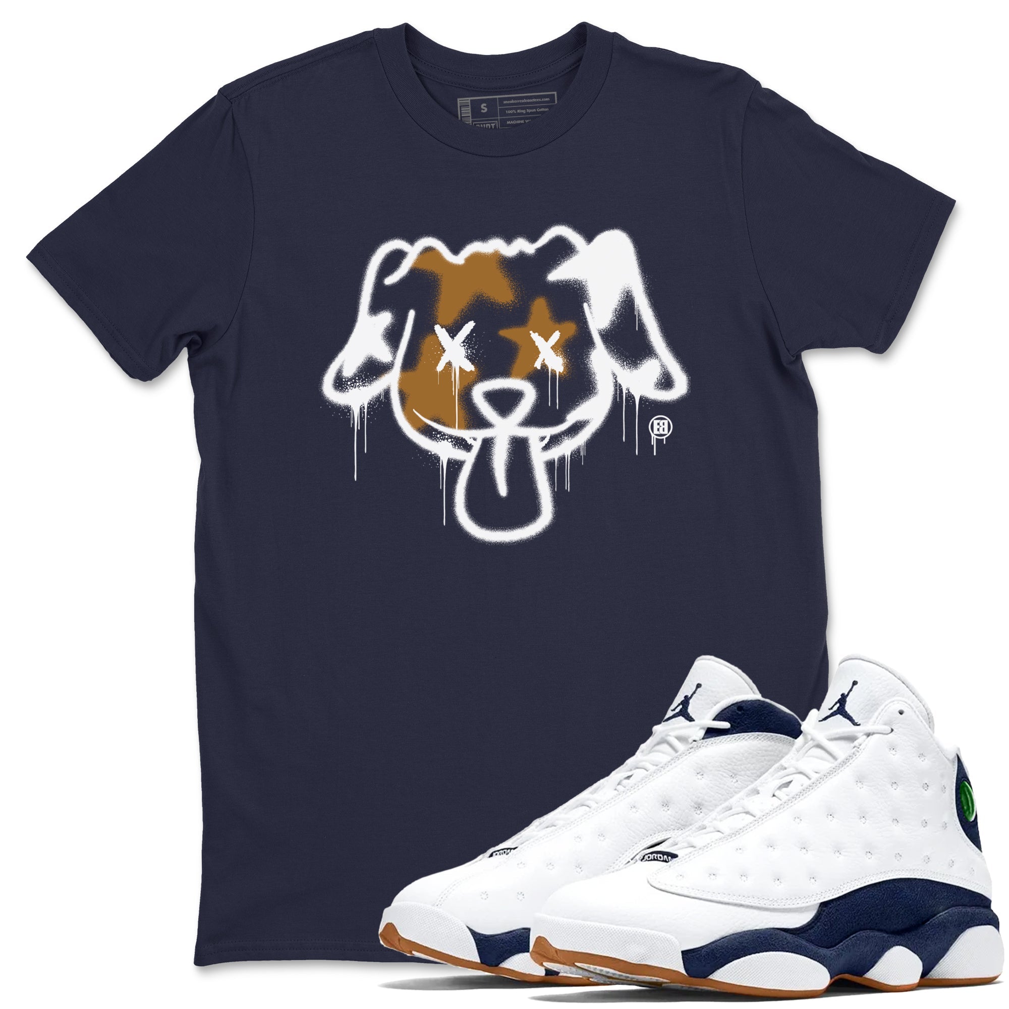 Graffiti Dog snkmatch Tees - Air Jordan 13 Midnight Navy