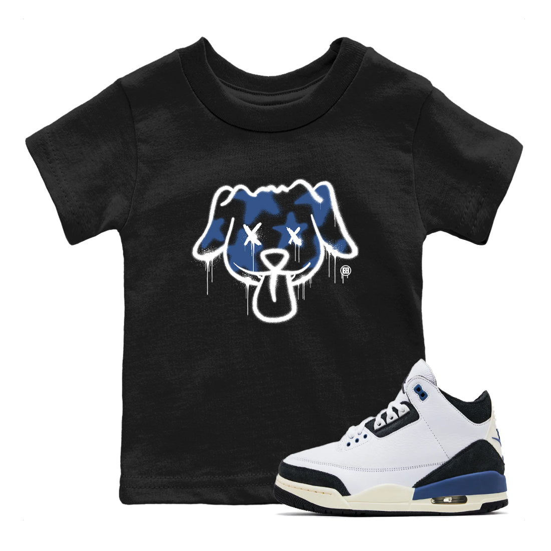 Graffiti Dog snkmatch Tees Kids - Air Jordan 3 A Ma Maniere x Diffused Blue
