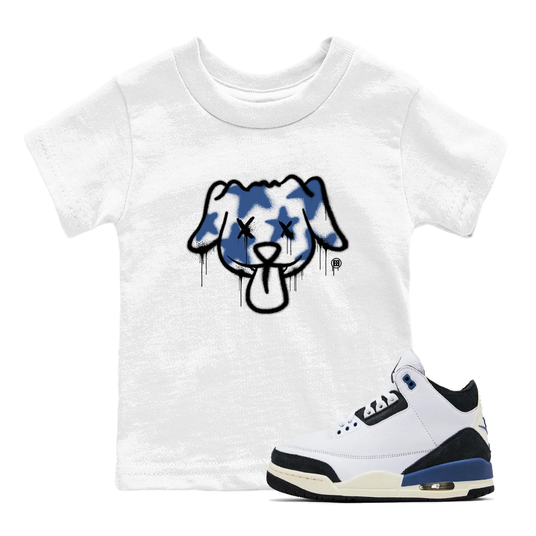 Graffiti Dog snkmatch Tees Kids - Air Jordan 3 A Ma Maniere x Diffused Blue