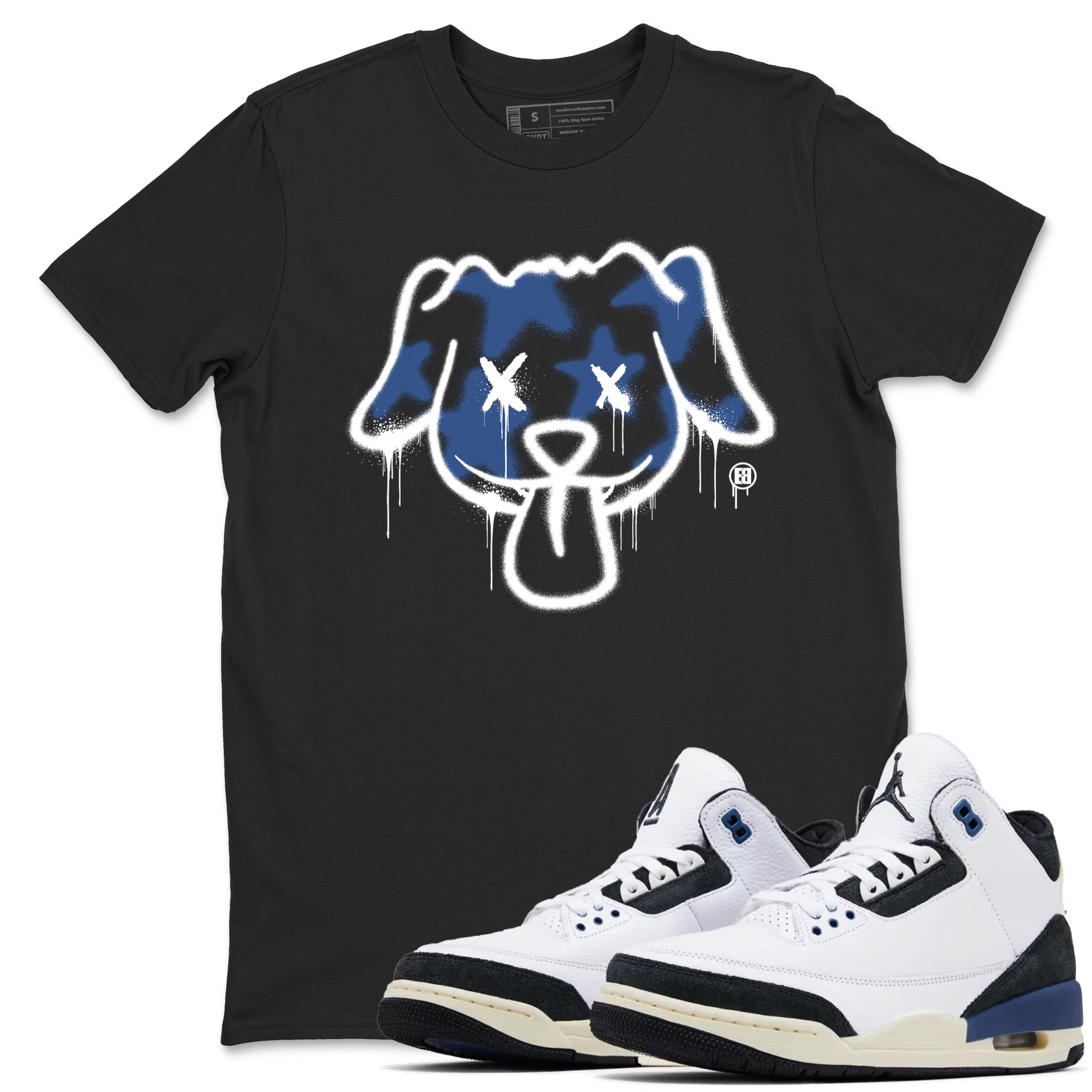 Graffiti Dog snkmatch Tees - Air Jordan 3 A Ma Maniere x Diffused Blue