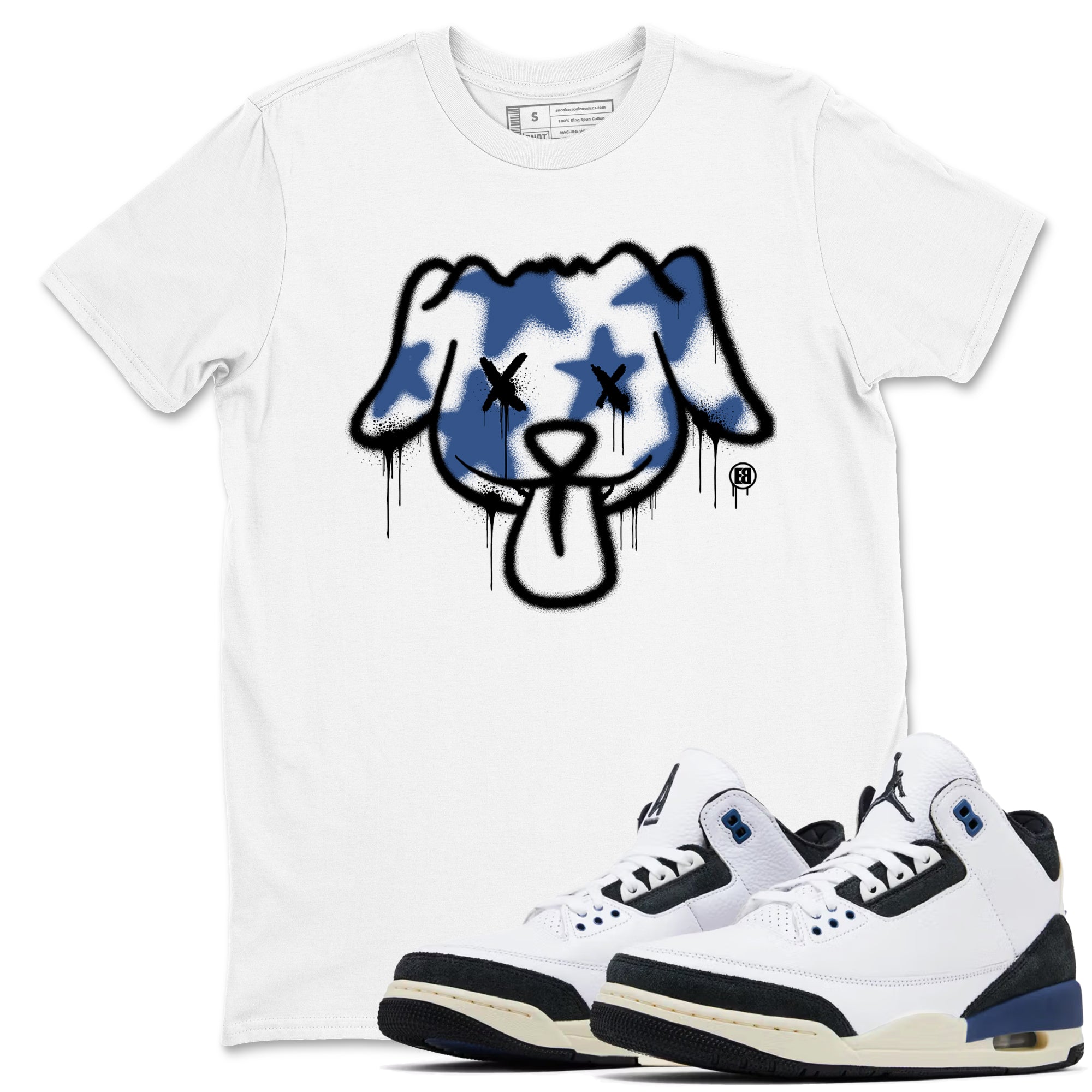 Graffiti Dog snkmatch Tees - Air Jordan 3 A Ma Maniere x Diffused Blue