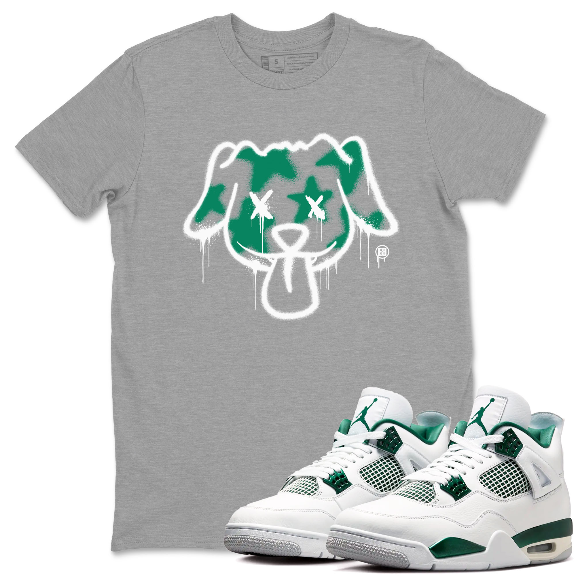 Graffiti Dog snkmatch Tees - Air Jordan 4 Oxidized Green