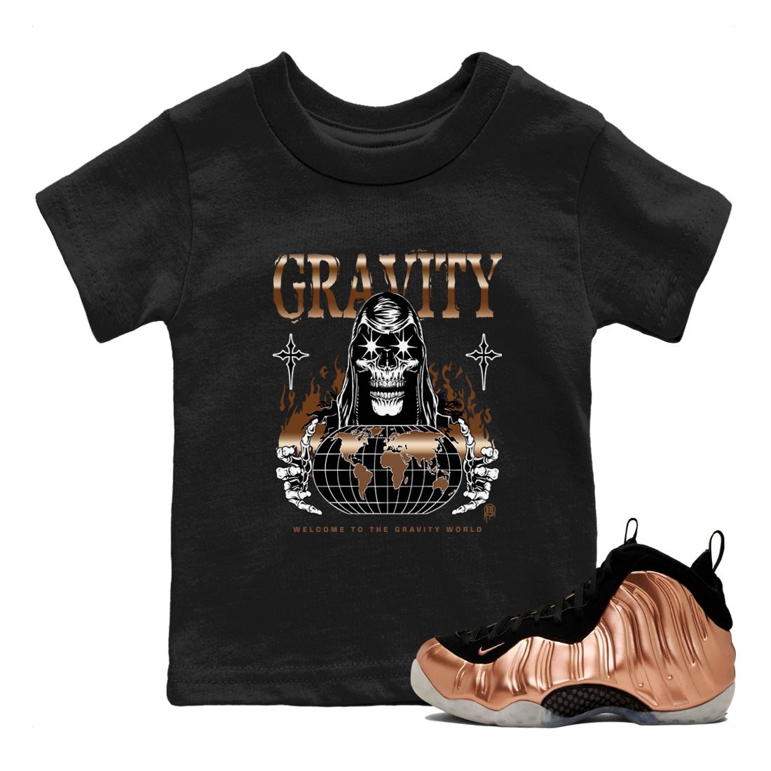 Gravity snkmatch Tees Kids - Air Foamposite One Metallic Copper