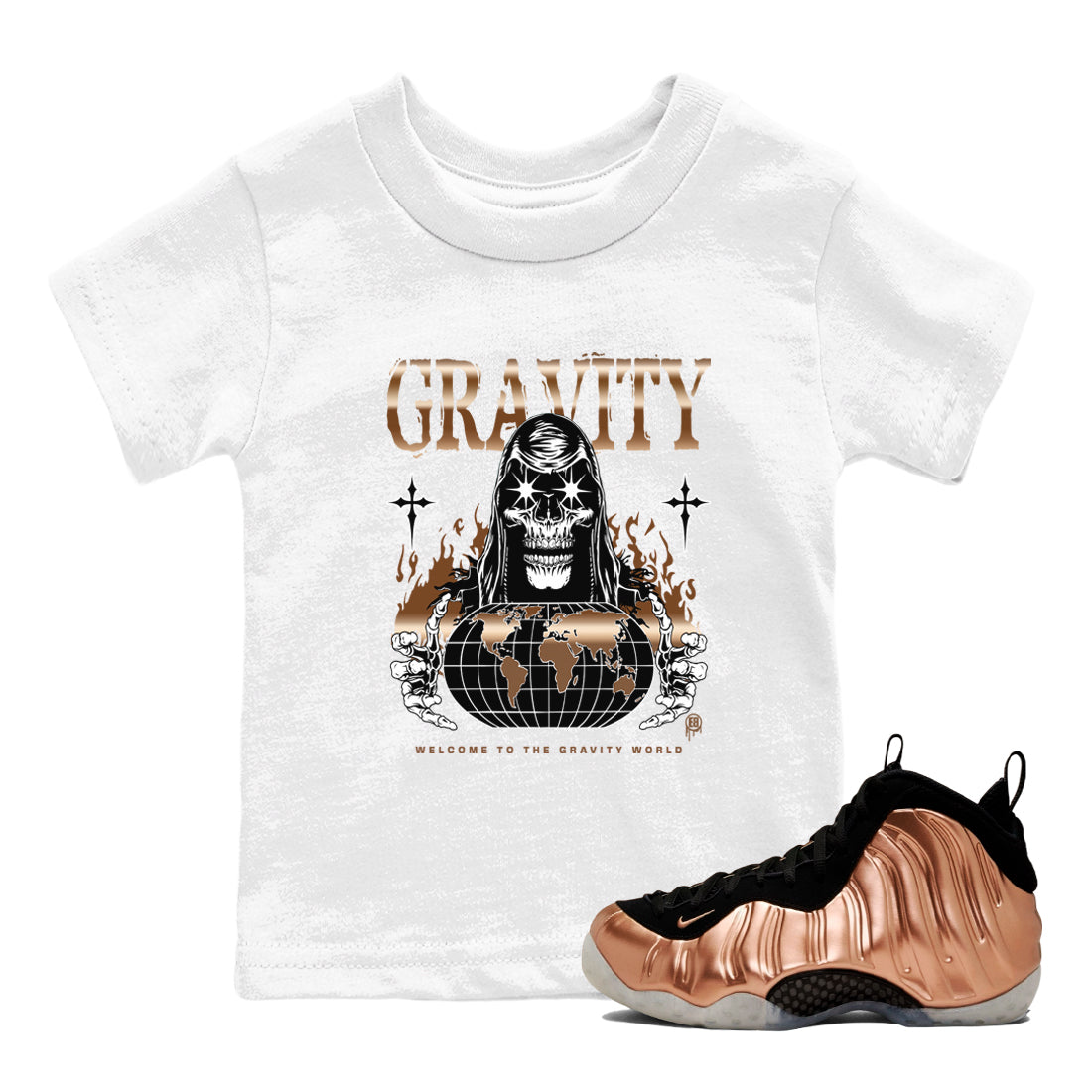 Gravity snkmatch Tees Kids - Air Foamposite One Metallic Copper