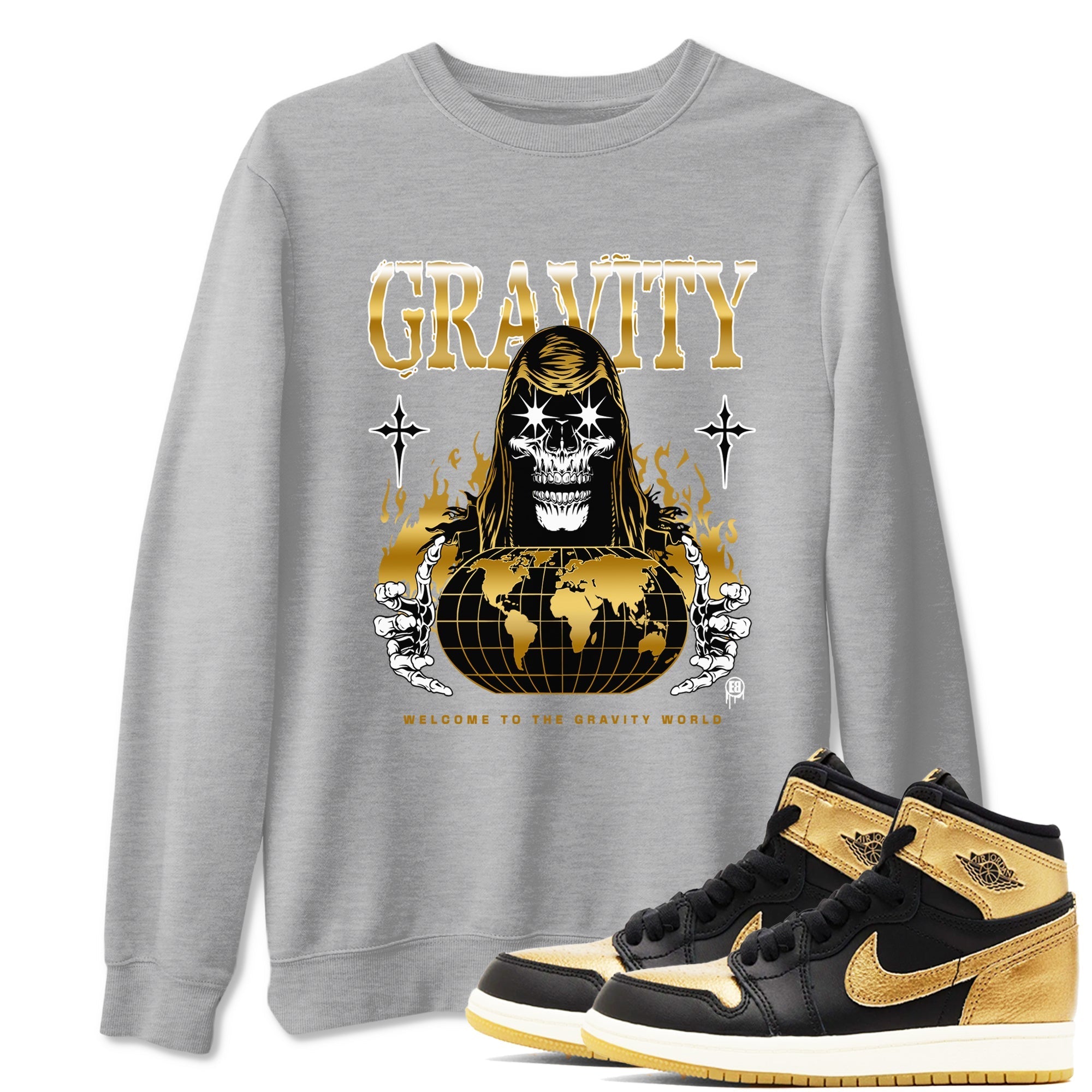 Gravity snkmatch Tees - Air Jordan 1 Black Metallic Gold