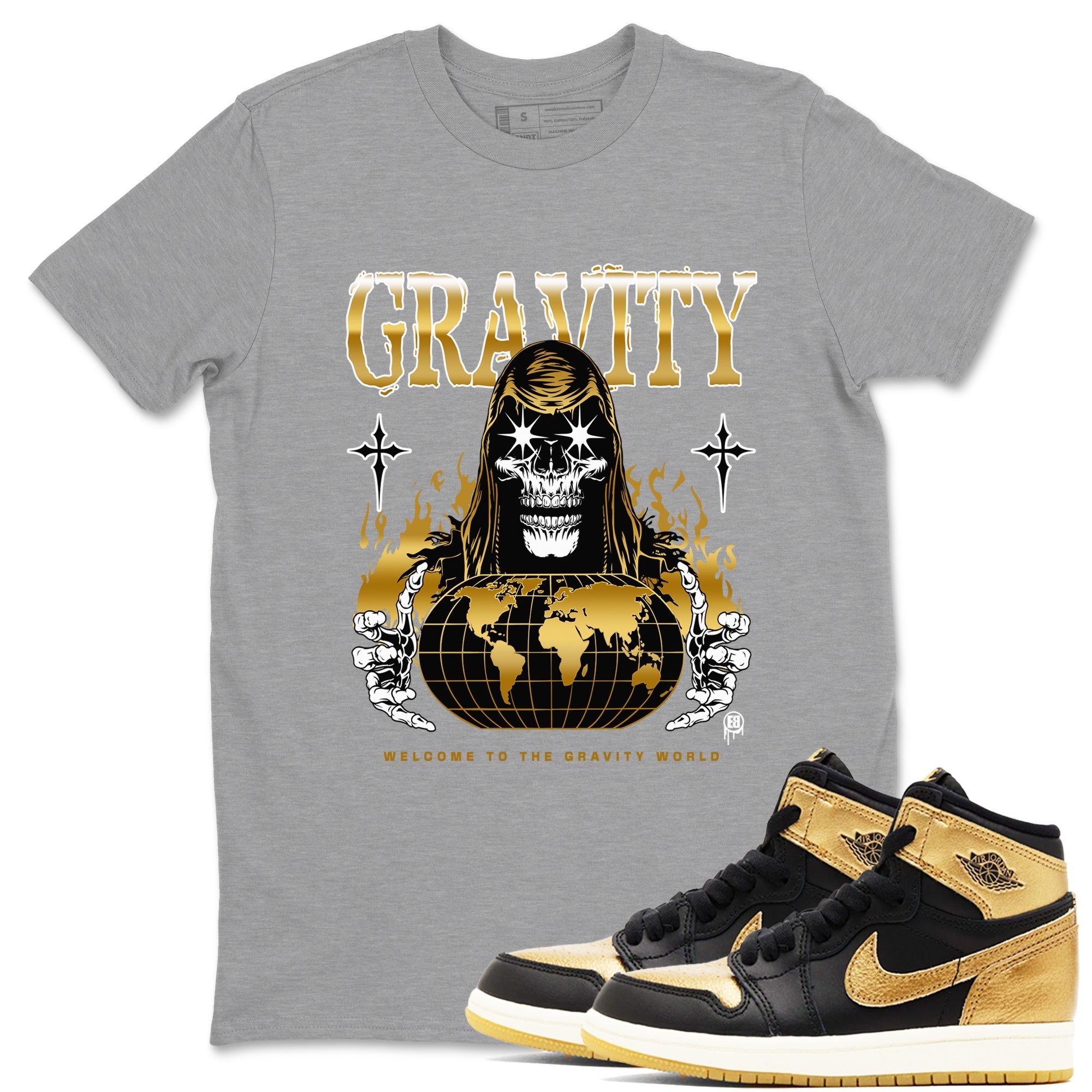 Gravity snkmatch Tees - Air Jordan 1 Black Metallic Gold