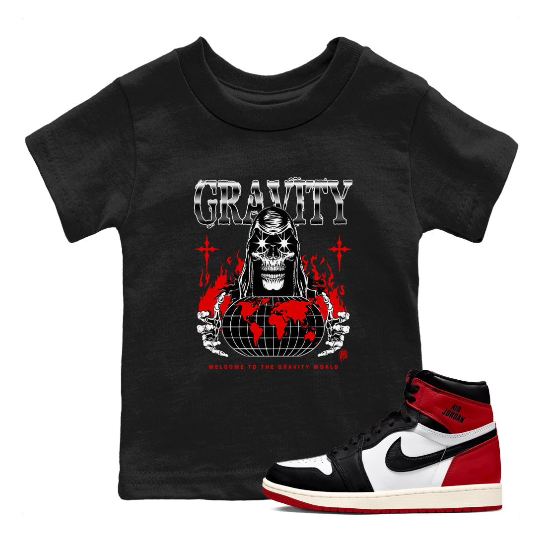 Gravity snkmatch Tees Kids - Air Jordan 1 Black Toe Reimagined