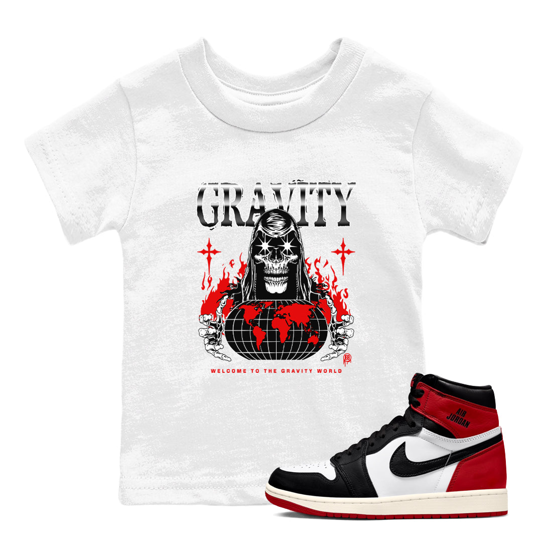 Gravity snkmatch Tees Kids - Air Jordan 1 Black Toe Reimagined