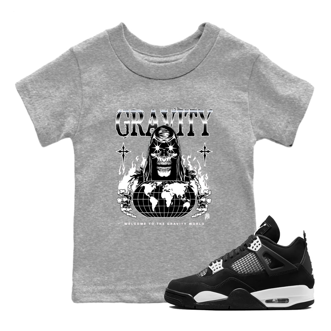 Gravity snkmatch Tees Kids - Air Jordan 4 White Thunder