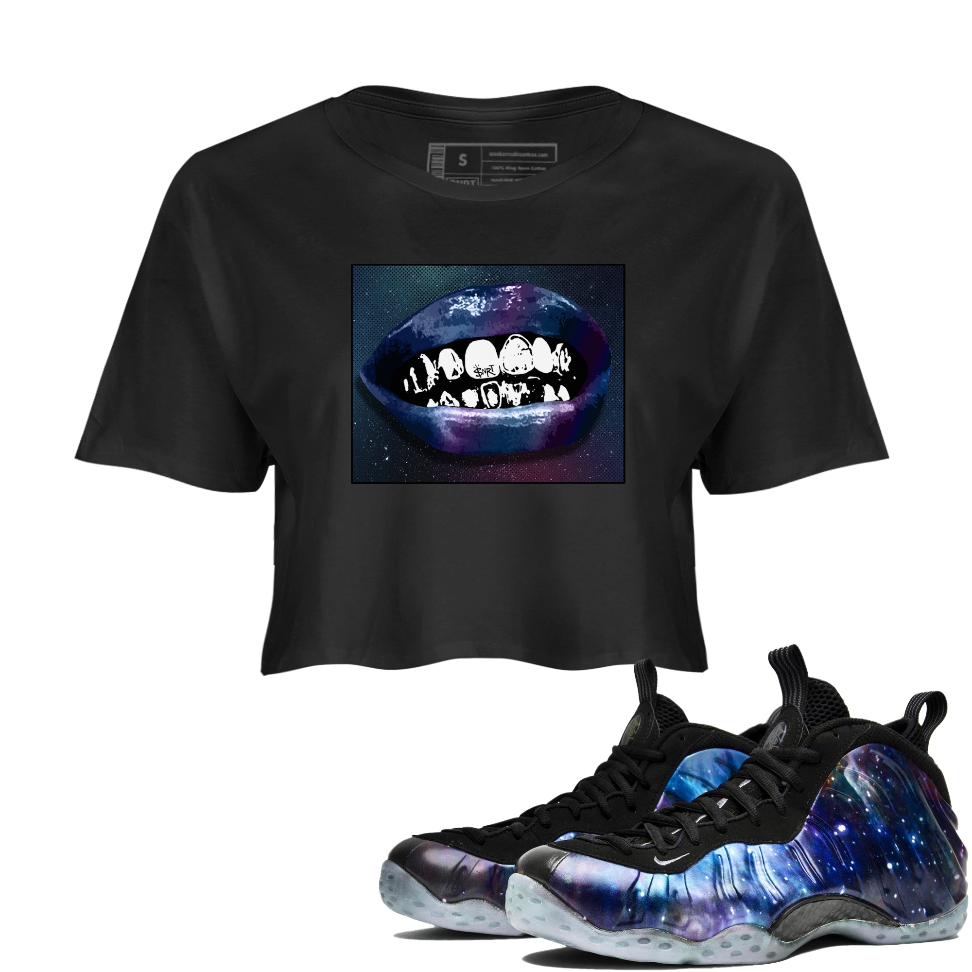 Grillz Lips snkmatch Women's Top - Air Foamposite One Galaxy