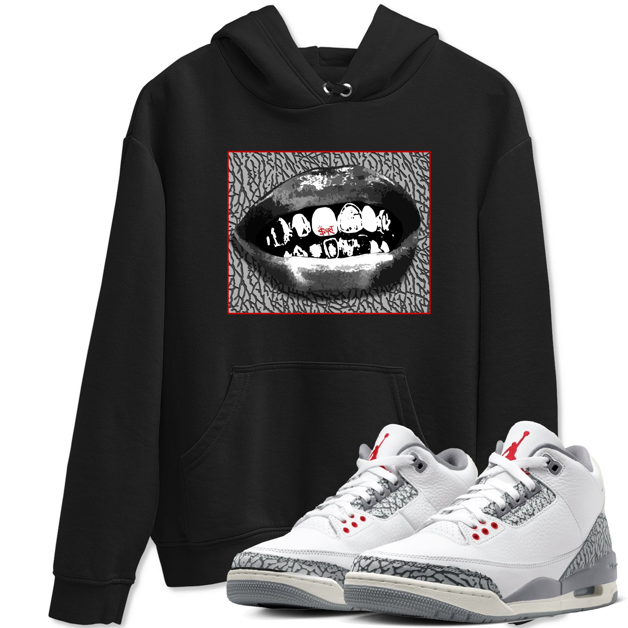 Grillz Lips snkmatch Tees - Air Jordan 3 Cement Grey