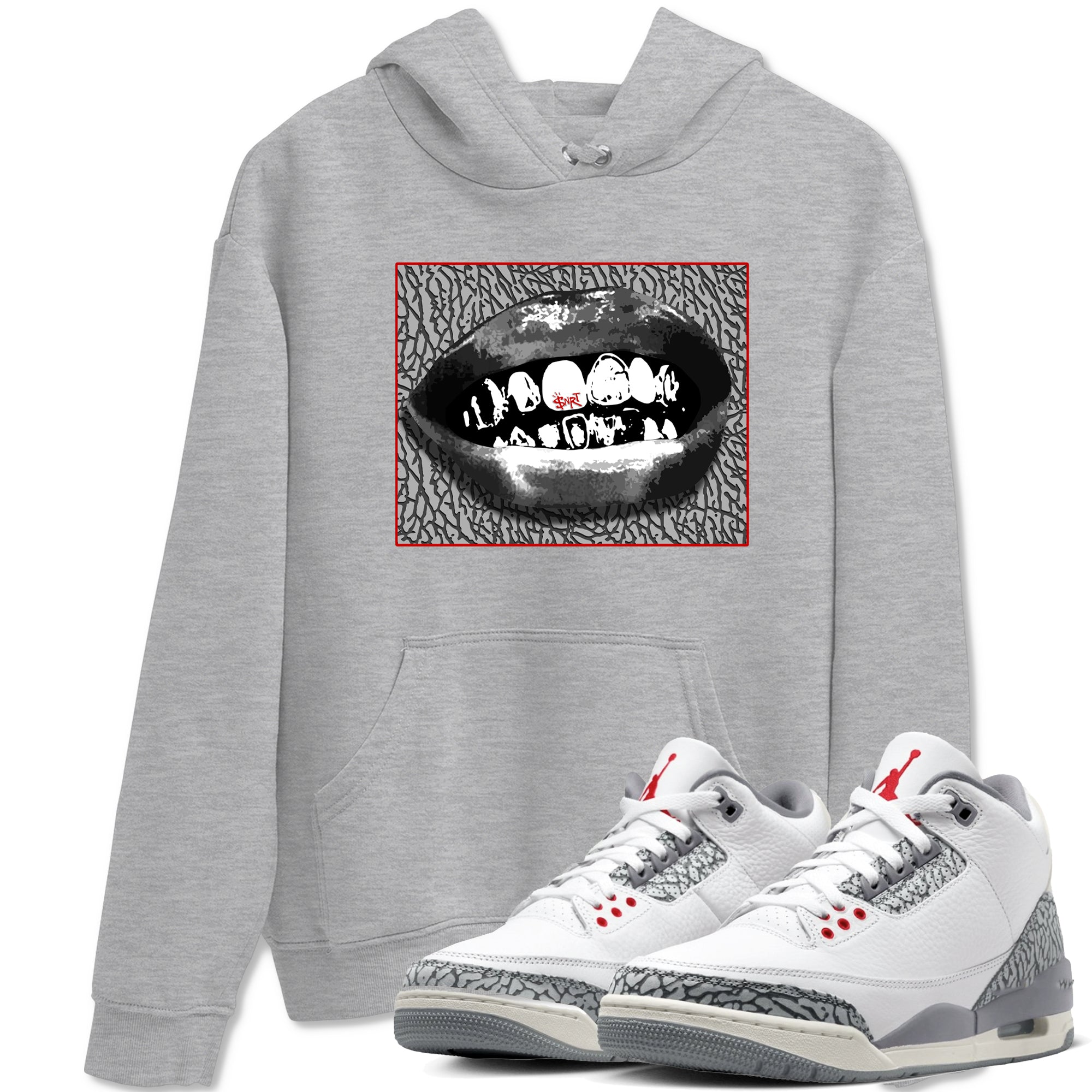 Grillz Lips snkmatch Tees - Air Jordan 3 Cement Grey