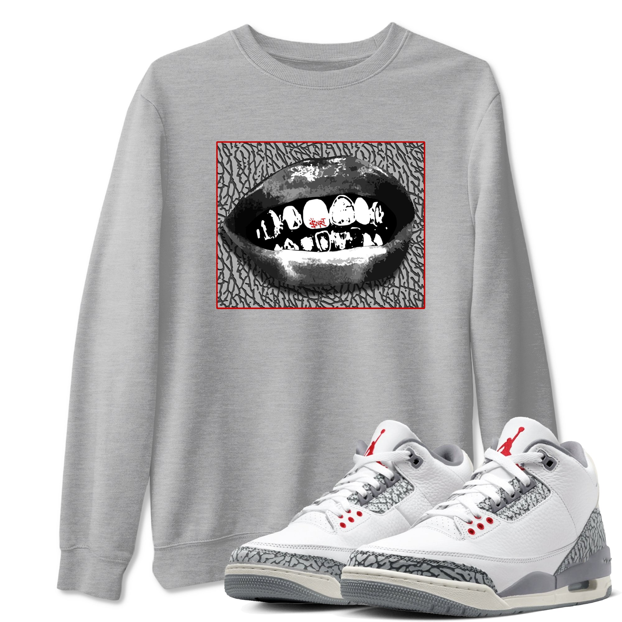 Grillz Lips snkmatch Tees - Air Jordan 3 Cement Grey