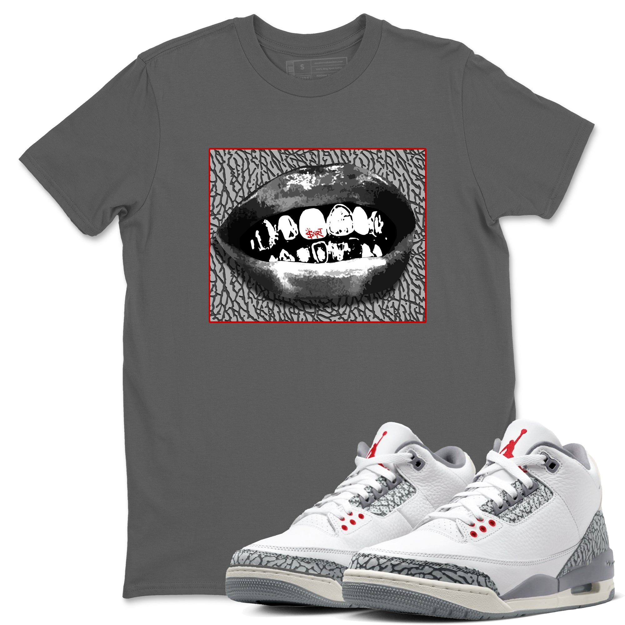 Grillz Lips snkmatch Tees - Air Jordan 3 Cement Grey