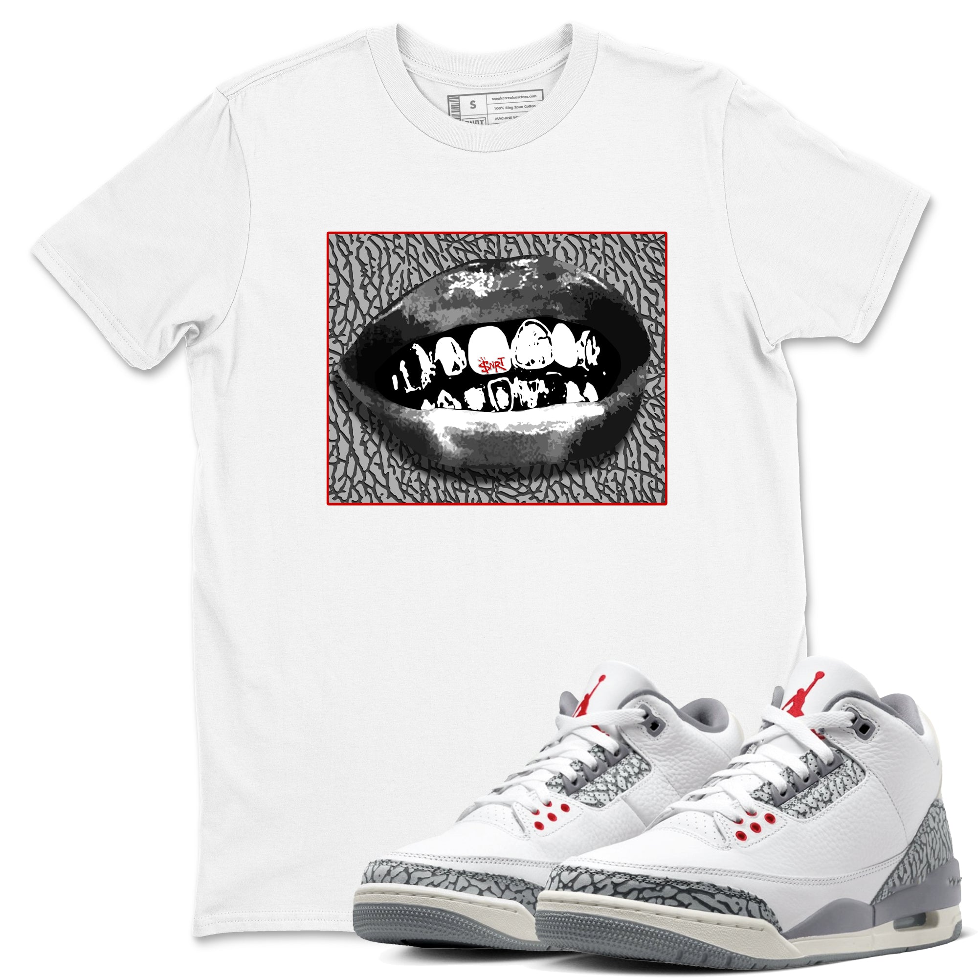 Grillz Lips snkmatch Tees - Air Jordan 3 Cement Grey