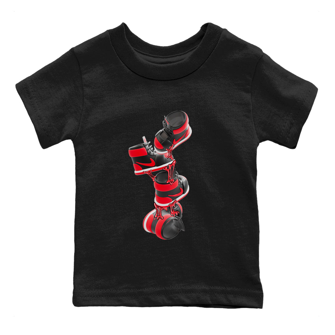 Gum Stuck On Shoes snkmatch Tee Kids - Air Jordan 1 Satin Bred